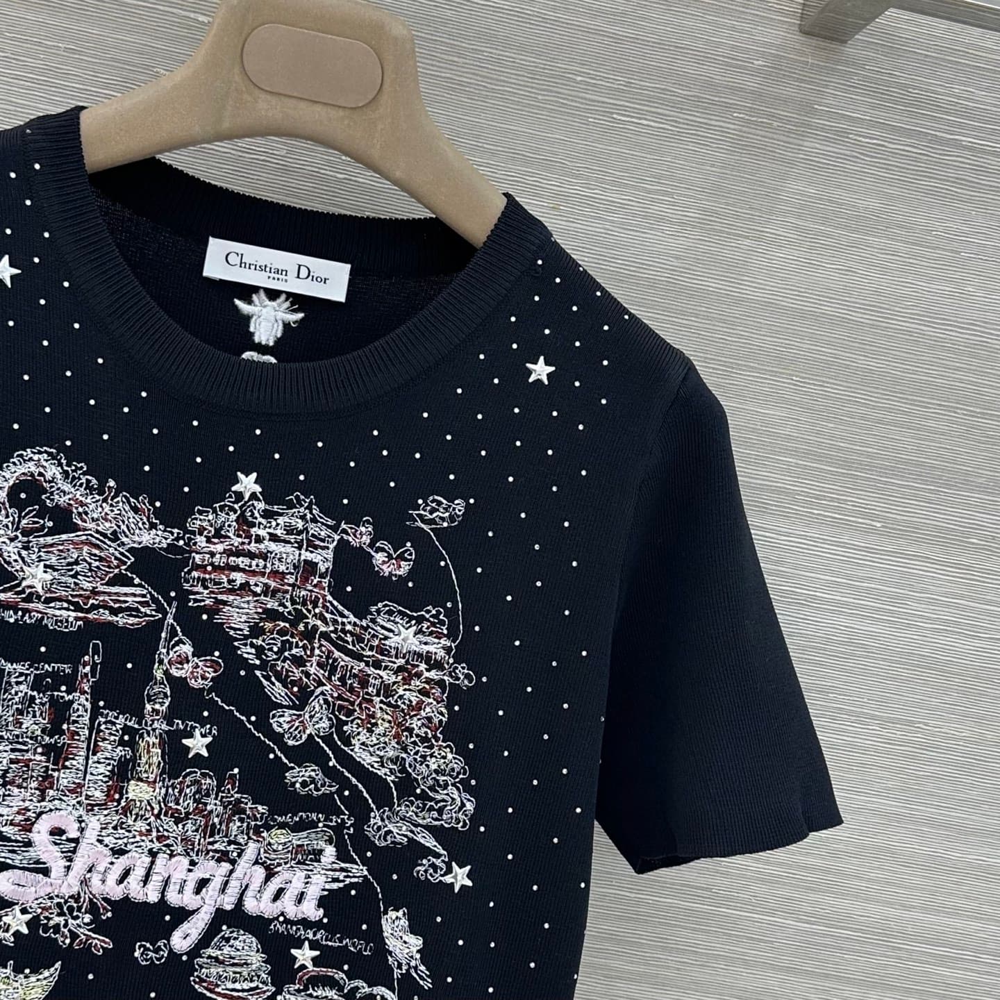 C18546 High-demand item recommendation ❤️MissD fashion style for elegant women, 26 spring/summer new collection! Urban-themed series, heavy-duty embroidery on knitted short-sleeve tops! Iru’s 3D embroidery technique. The white, ultra-soft classic fit real — image 4