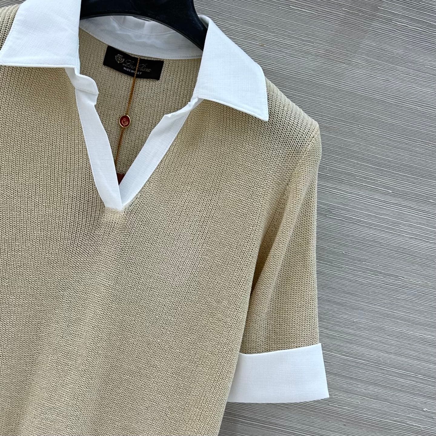 C18518 Exclusive release by VP🍒 High-quality original items! Smart and stylish clothing for the spring/summer season❤️ 26 new product: a polo-trimmed knitted short-sleeve top with contrasting colors. The intricate weaving pattern creates a subtle sense of — image 4