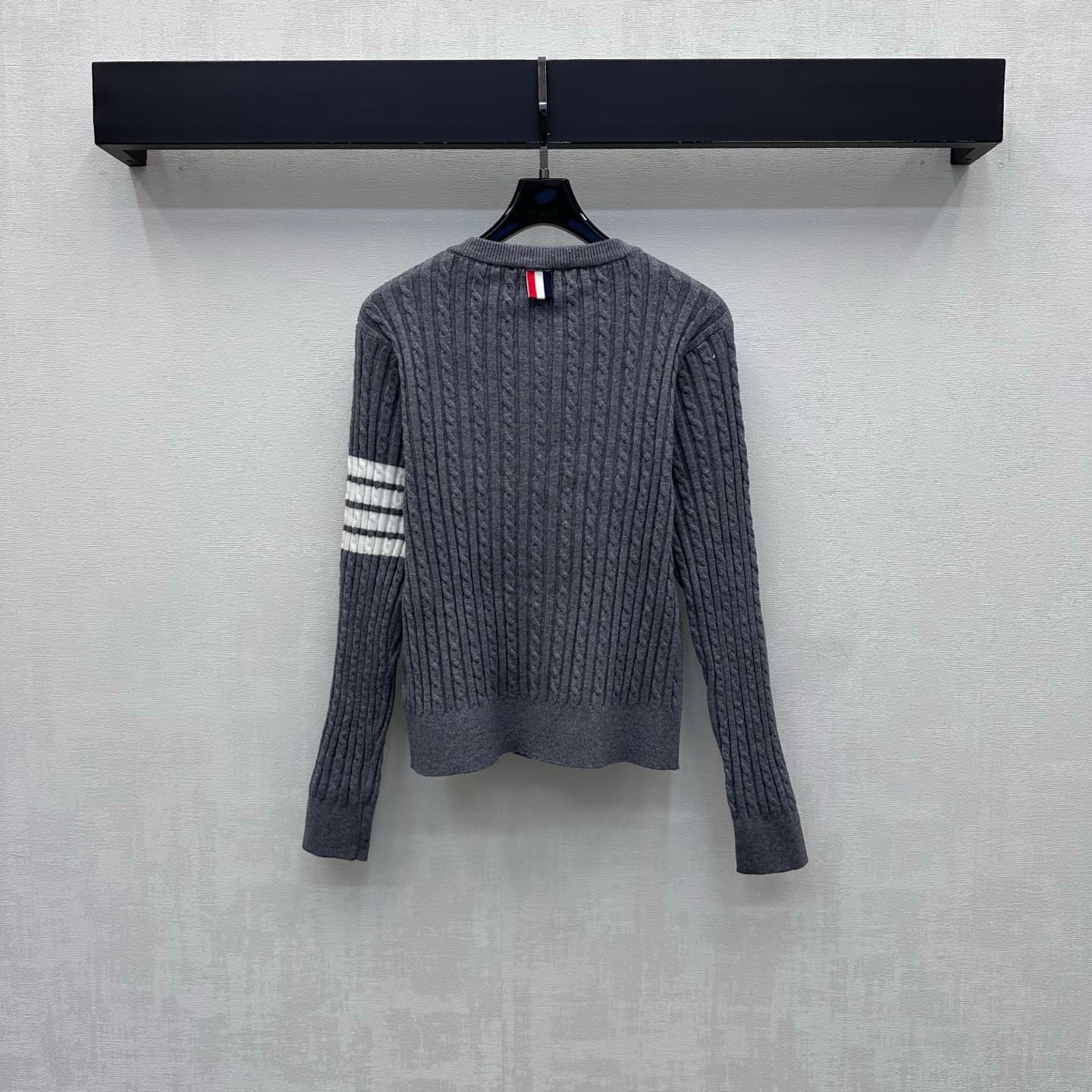 C19553 TB*2026 new product launched: embroidered knitted cardigan. Customized YB imported knitting material – soft and smooth, breathable, and gentle on the skin. Features a round collar with single-button closure; adorned with classic four-stripe ribbons — image 5