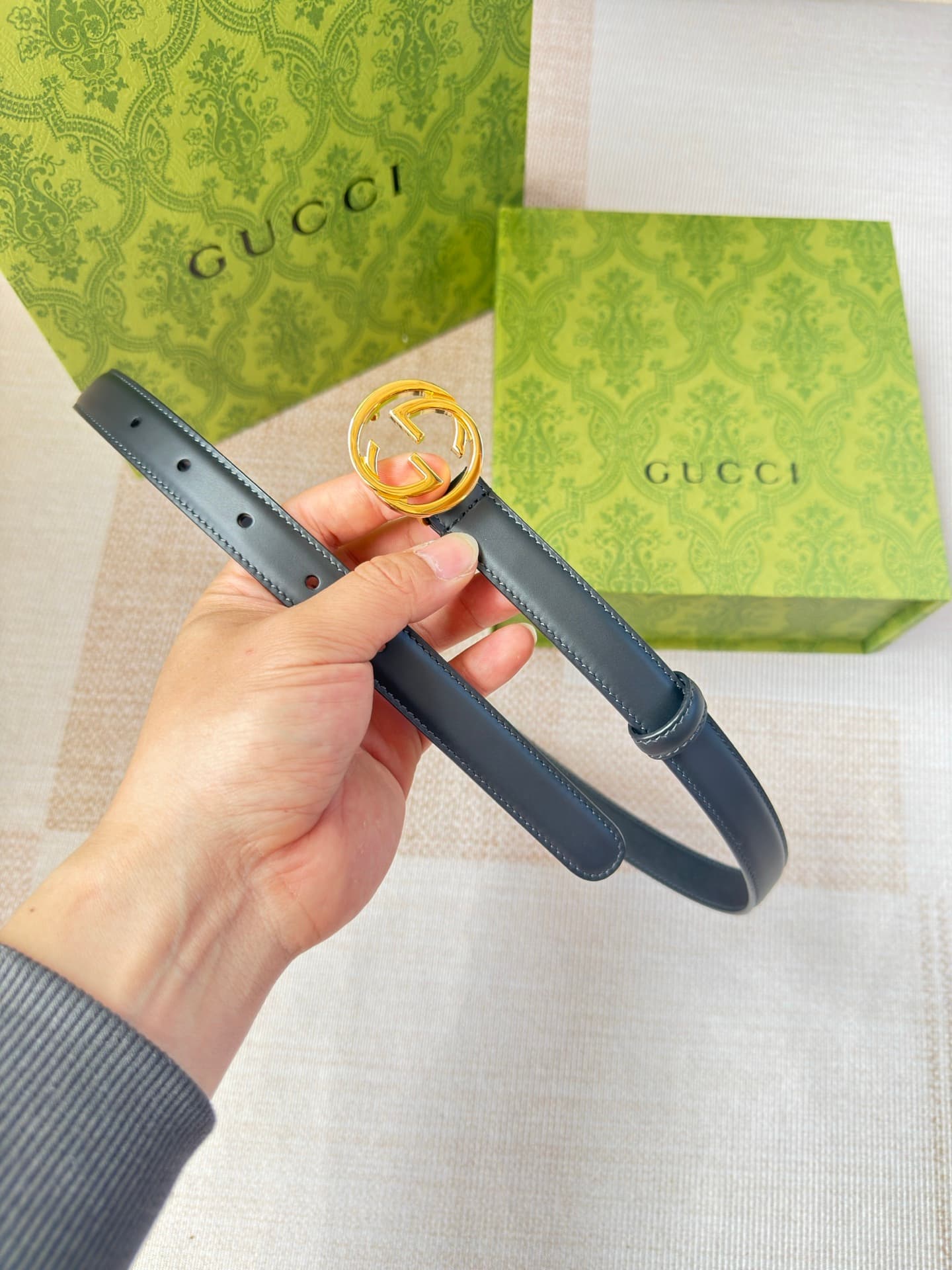 C32920 Gucci double-sided small cowhide leather, with Bijou buttons. Handcrafted from genuine leather material. Store width: 2.0cm — image 3