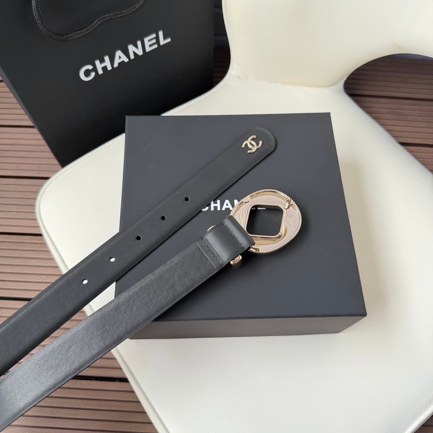 C32975 💥💥💥3.0cm Chanel belt, made of double-sided top-grade cowhide. Custom-made with copper hardware buckles — image 4