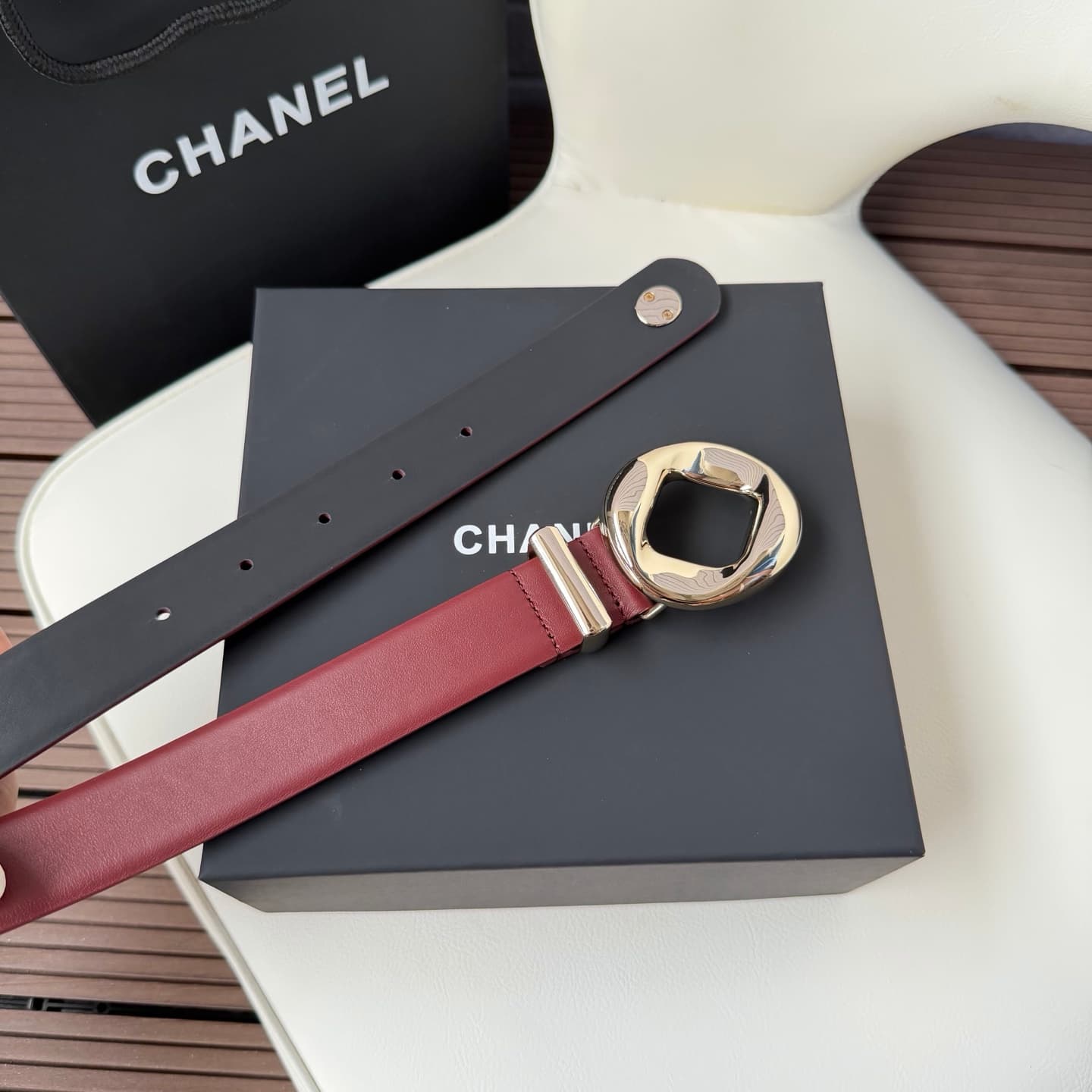 C32974 💥💥💥3.0cm Chanel belt, made of double-sided top-grade cowhide. Custom-made with copper hardware buckles — image 5