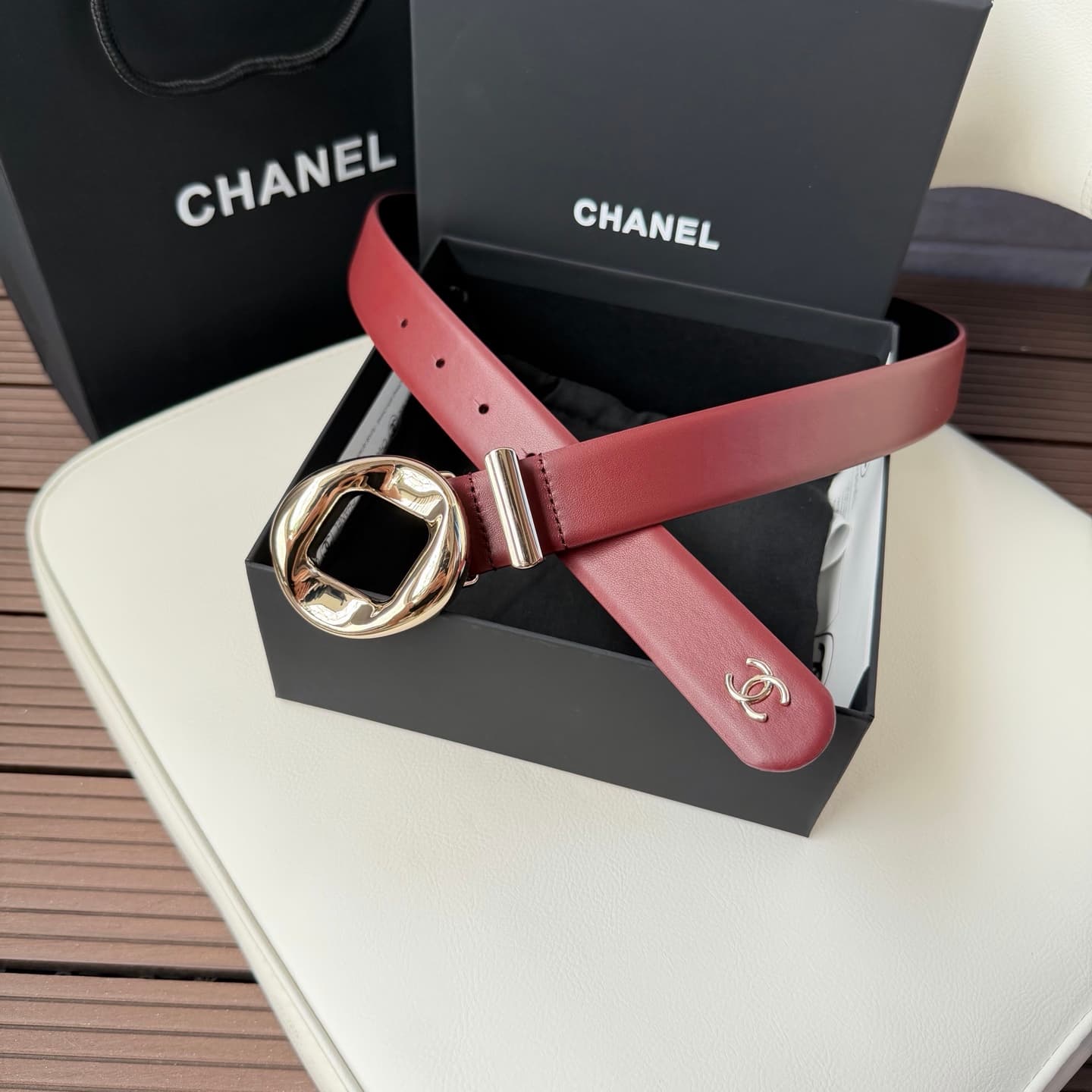 C32974 💥💥💥3.0cm Chanel belt, made of double-sided top-grade cowhide. Custom-made with copper hardware buckles — image 2