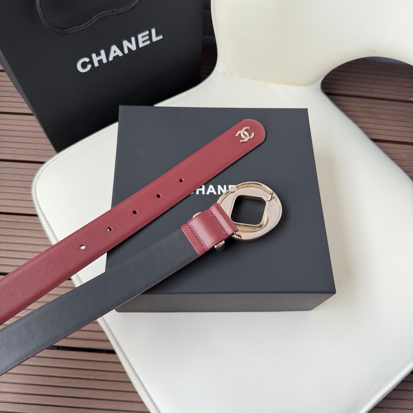 C32974 💥💥💥3.0cm Chanel belt, made of double-sided top-grade cowhide. Custom-made with copper hardware buckles — image 6