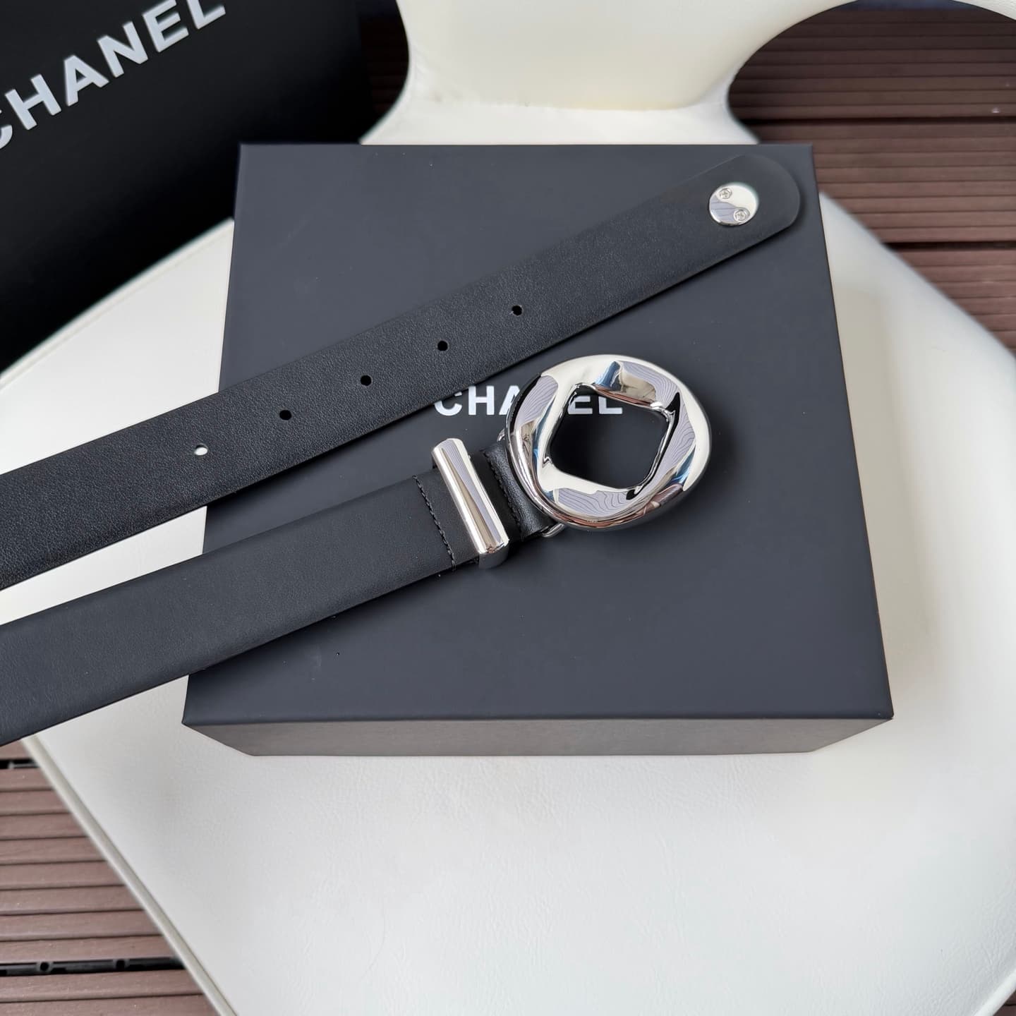 C32973 💥💥💥3.0cm Chanel belt, made of double-sided top-grade cowhide. Custom-made with copper hardware buckles — image 5