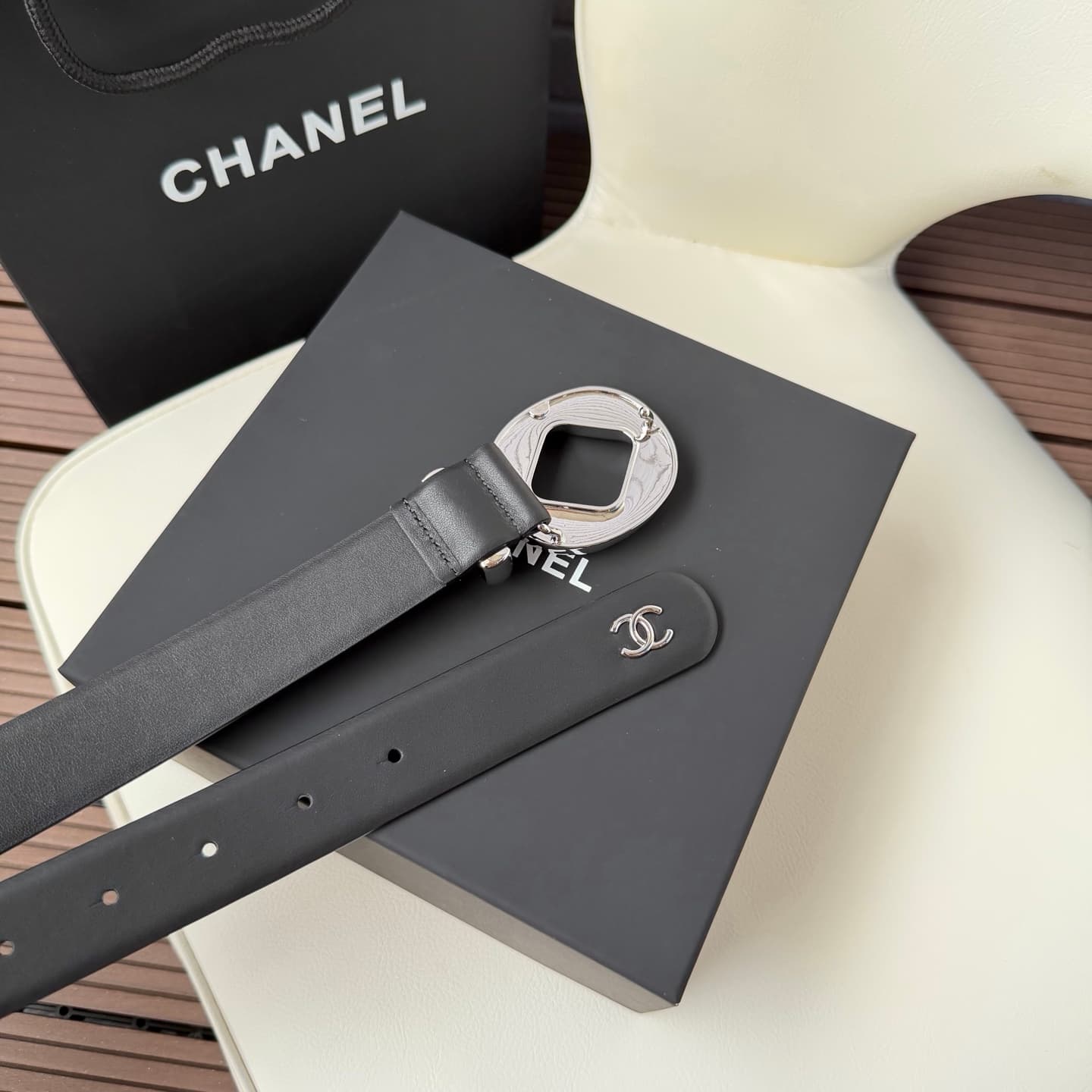 C32973 💥💥💥3.0cm Chanel belt, made of double-sided top-grade cowhide. Custom-made with copper hardware buckles — image 6