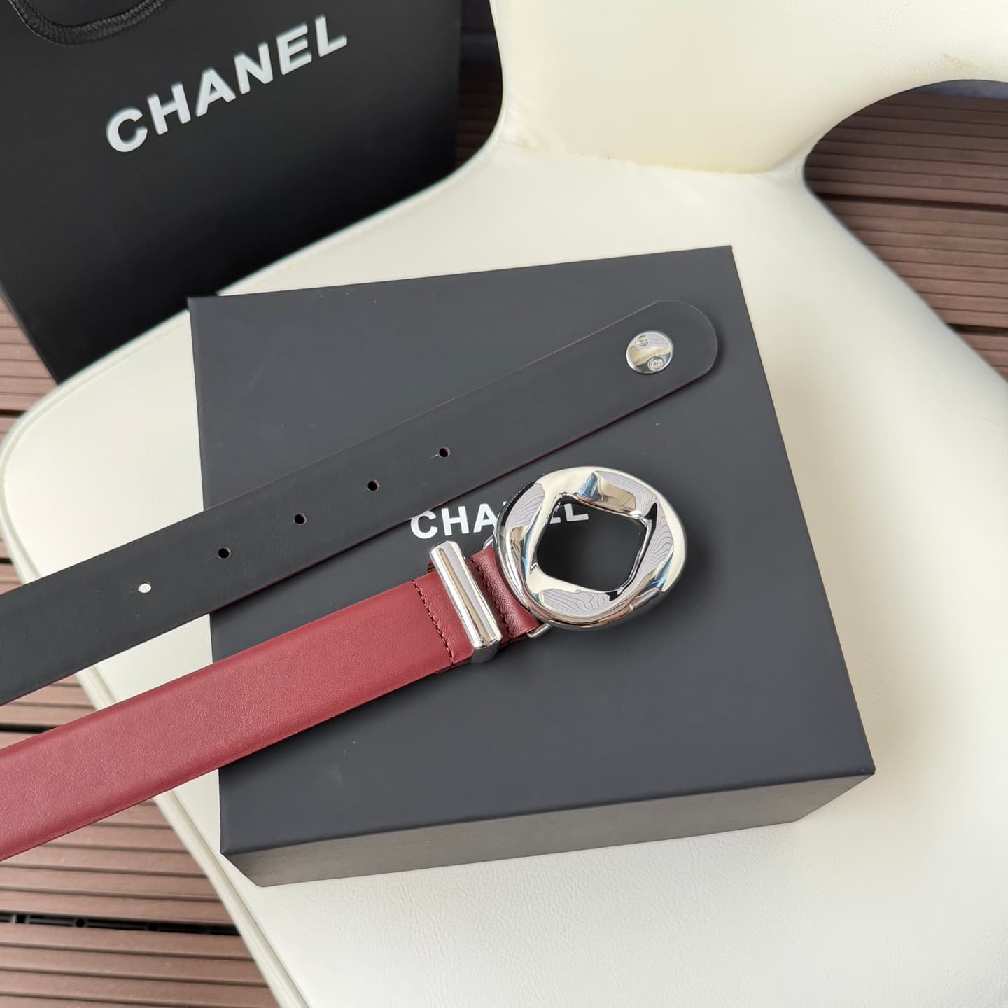C32972 💥💥💥3.0cm Chanel belt, made of double-sided top-grade cowhide. Custom-made with copper hardware buckles — image 4