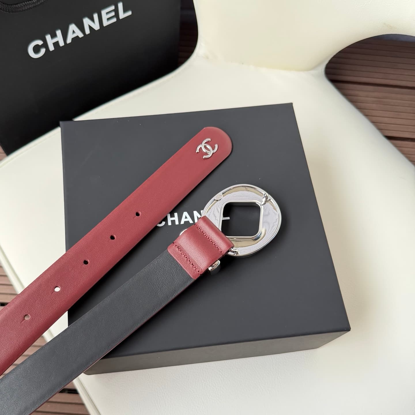 C32972 💥💥💥3.0cm Chanel belt, made of double-sided top-grade cowhide. Custom-made with copper hardware buckles — image 5