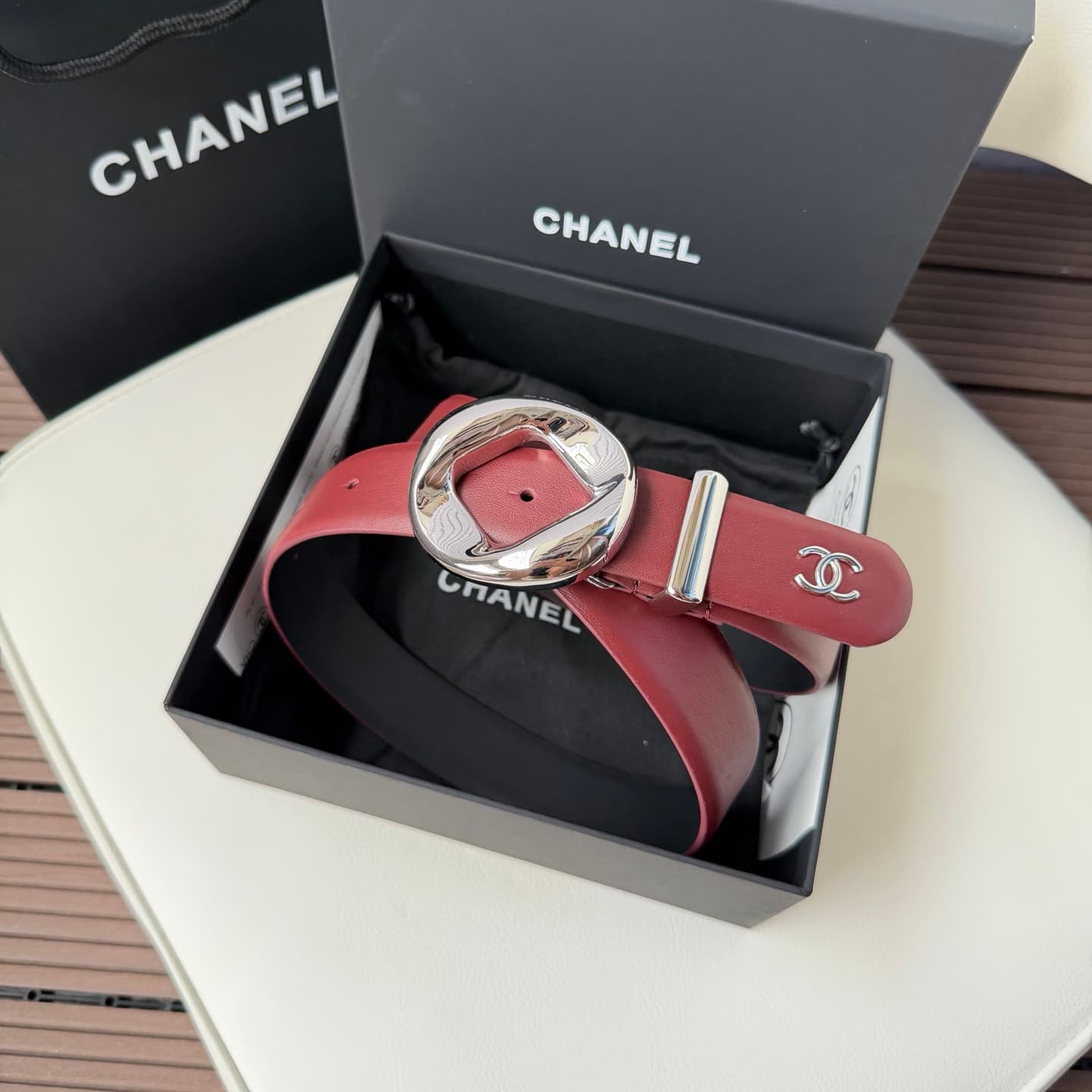 C32972 💥💥💥3.0cm Chanel belt, made of double-sided top-grade cowhide. Custom-made with copper hardware buckles — image 6