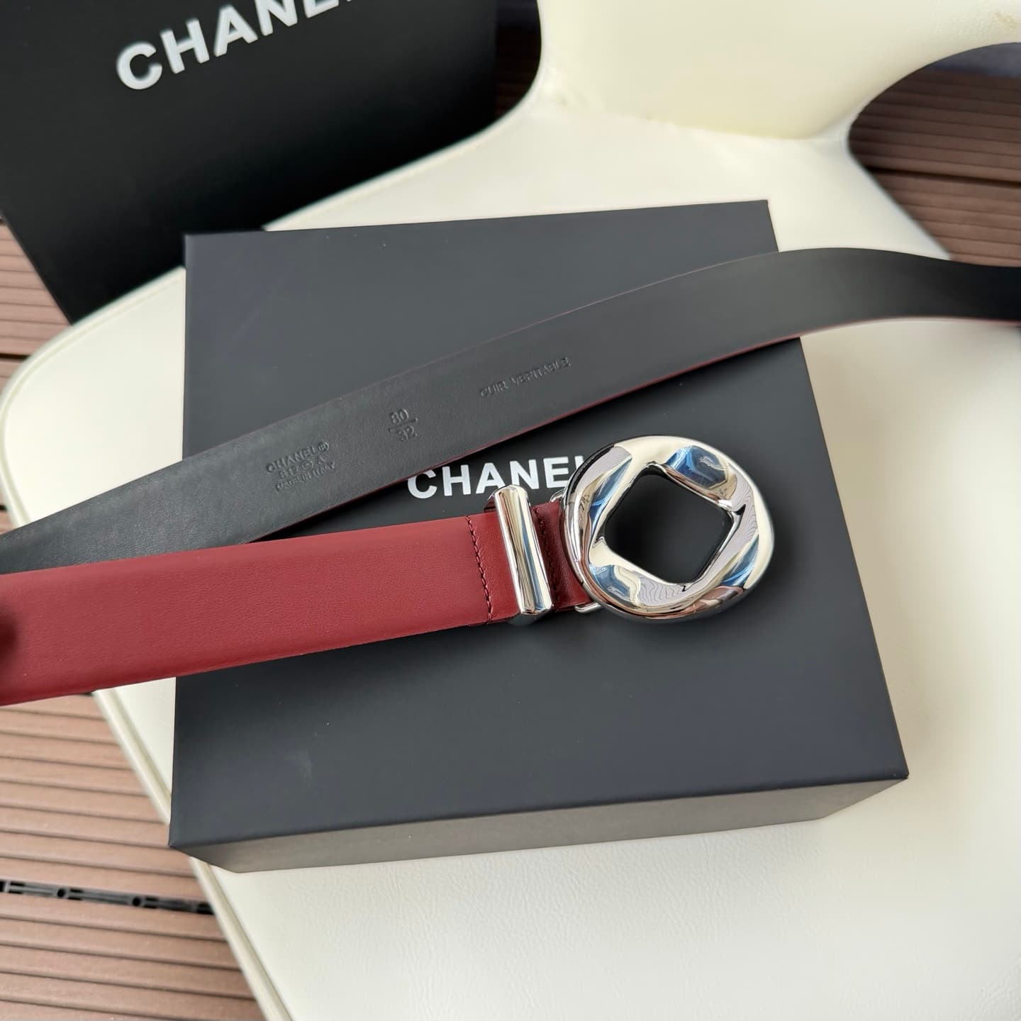 C32972 💥💥💥3.0cm Chanel belt, made of double-sided top-grade cowhide. Custom-made with copper hardware buckles — image 3