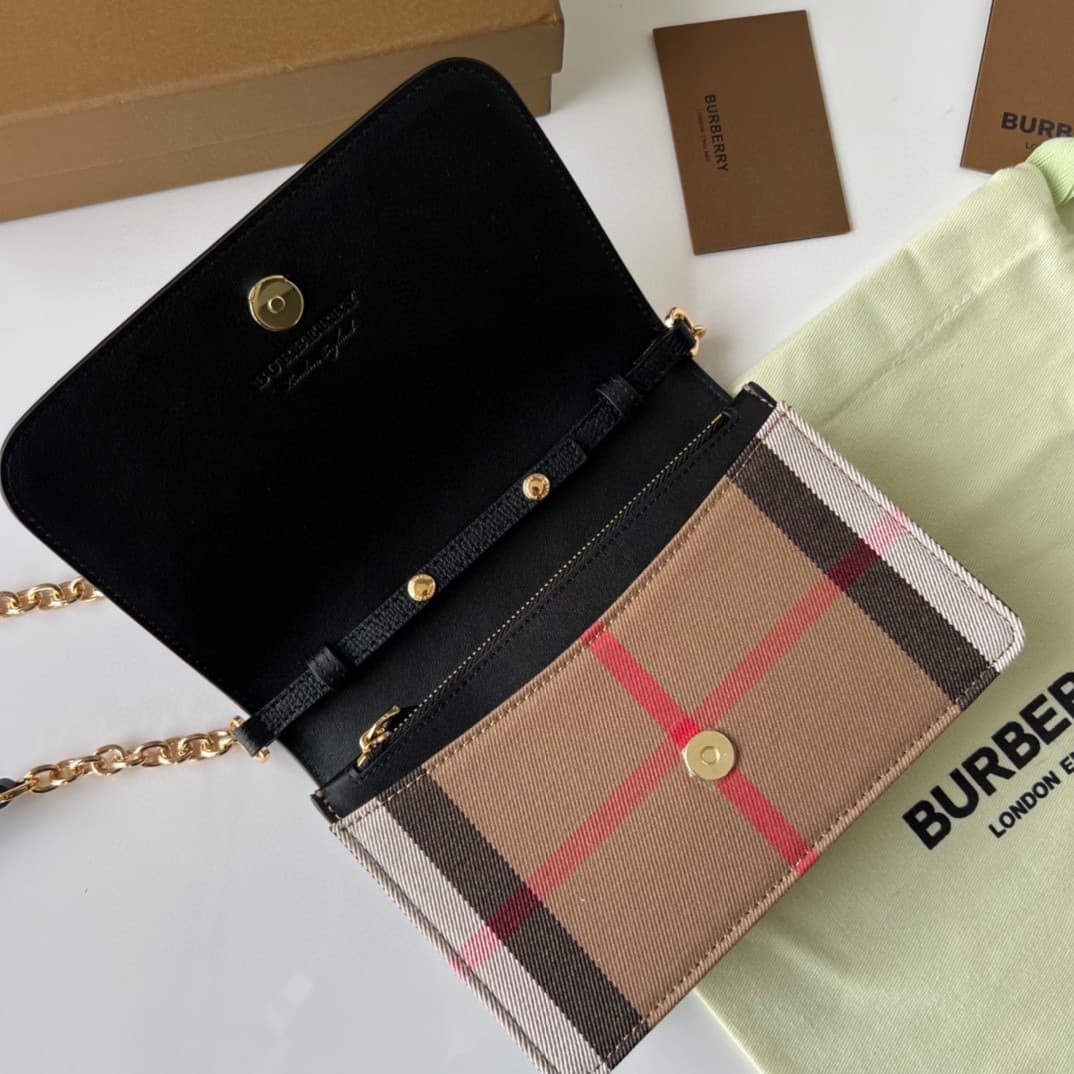 C55 230【Burberry•Burberry】Original design products 🇮🇹～～Dual-purpose shoulder and handbag 🎉👉 Fine[Rose] soft imported calfskin fabric combined with check pattern material, golden hardware details, 👍 Quality equivalent to that of a specialty store, precise  — image 6