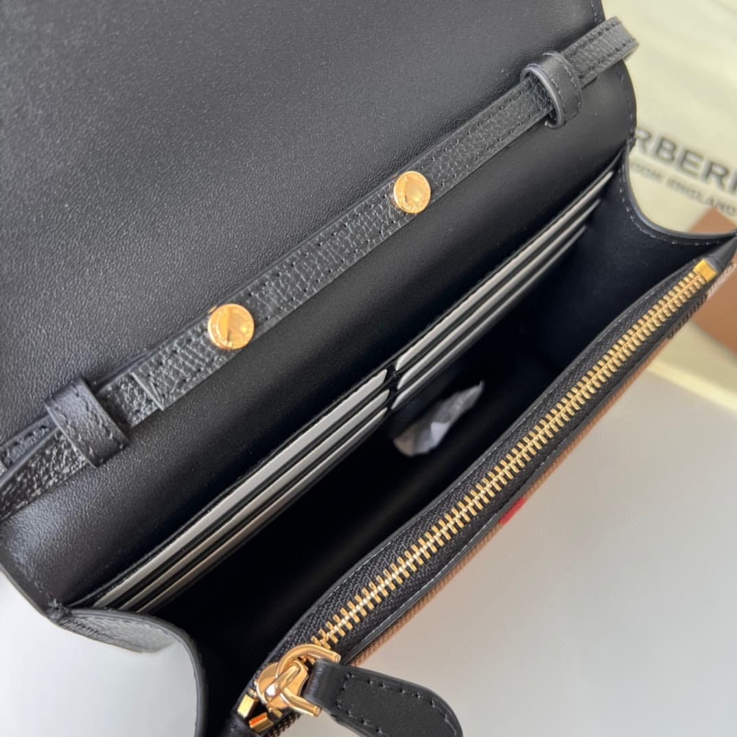 C58 240【Burberry•Burberry! Belt style!～～Dual-purpose bag for shoulder and hand use🎉👉 The fine [rose] soft imported calfskin material combined with checkered fabric, golden hardware accessories, 👍 quality equivalent to that of a storefront product, precise — image 7