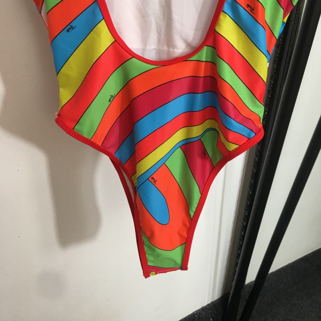 C24936 Style number 20250722 Pucc*. New model: irregular color combination and abstract print one-piece swimsuit (with chest pad), comes with a scarf. Orange color, S-XL size. — image 7