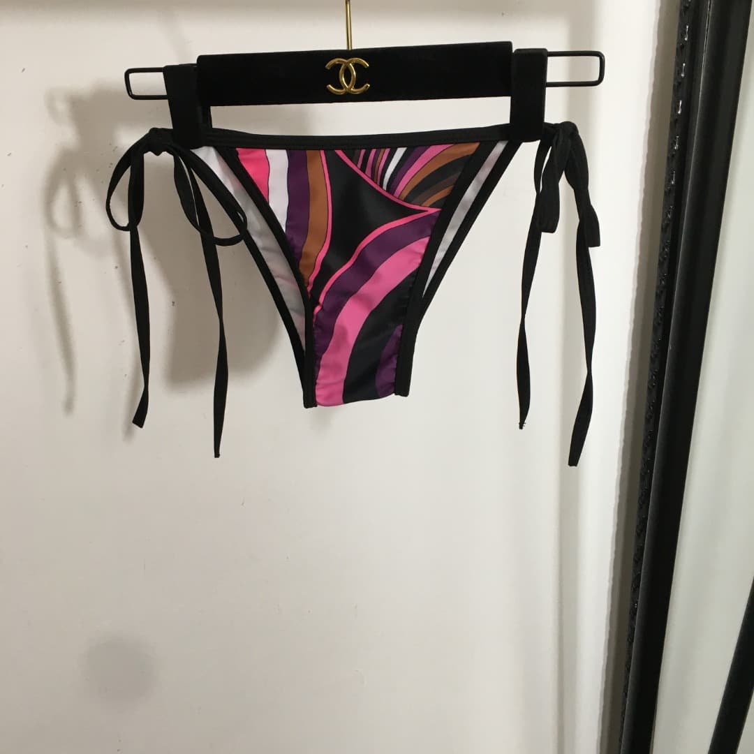 C24946 Item number: 20250785 PUCC*. New bikini set with split pieces, bow ties, patterned stripes, underwear with straps + triangle underwear, pink color, S-XL size. — image 6