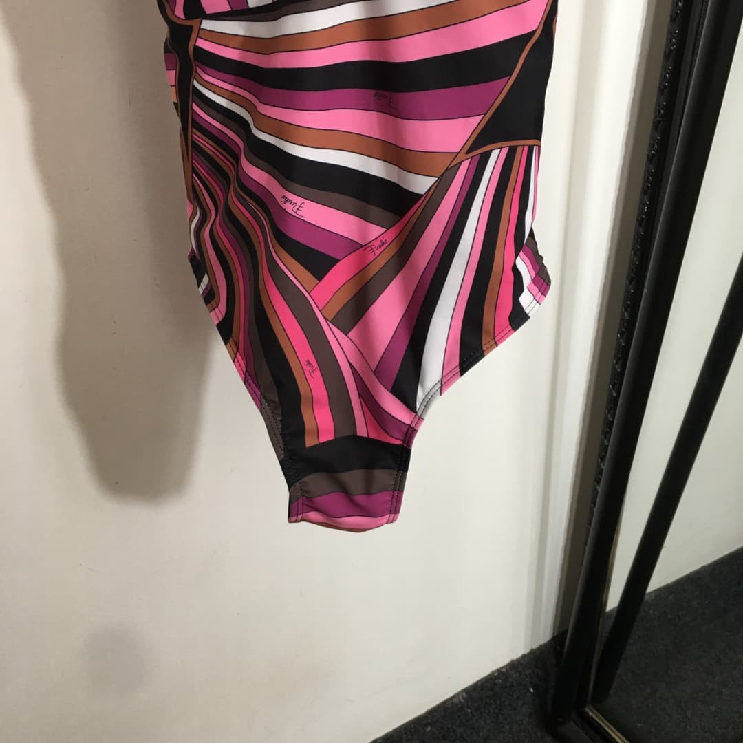 C24938 Item number 20250786 PUCC*. New model with mixed colors and stripes; sexy one-piece swimsuit, pink color, S-XL size. — image 3