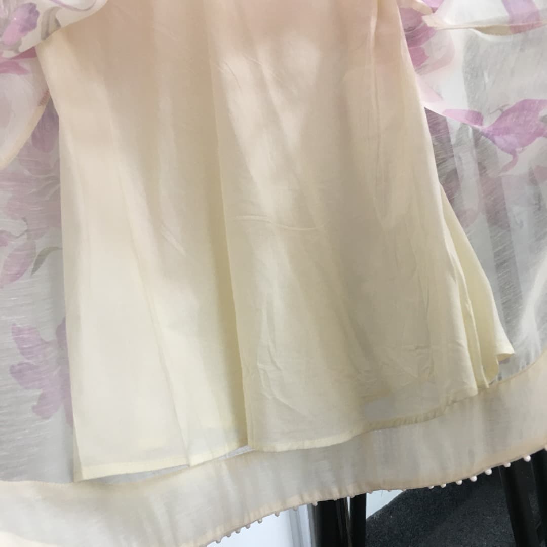 C18256 Item number: 20252648 Zimmermann new model – purple floral print, ruffled V-neck dress with waist belt. Short skirt, beige and black colors, sizes S-XL. [Size M; bust: 76, elastic; waist: 74; length: 82] — image 8
