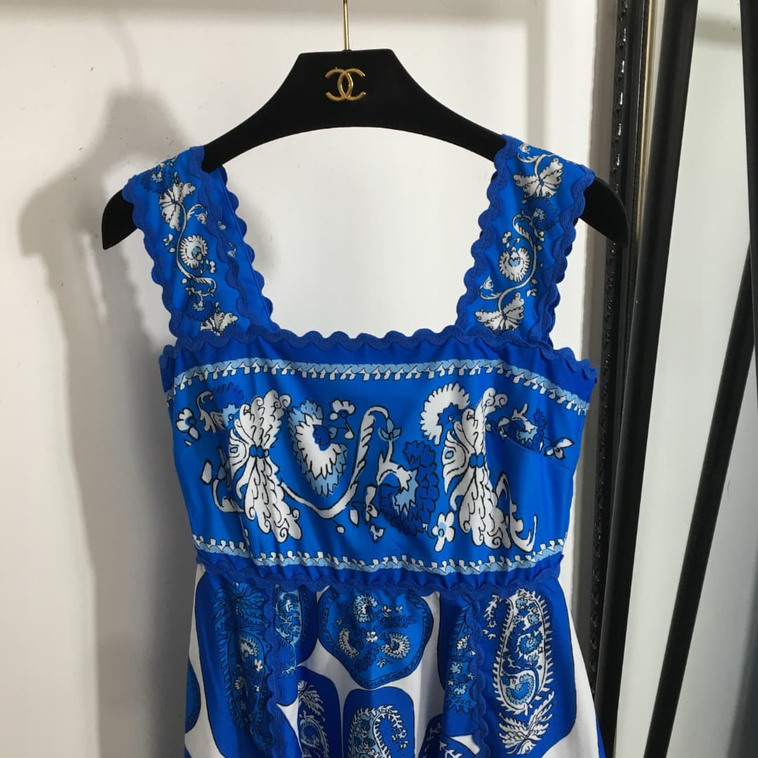 C18348 Style number 20252798 Zimmermann new vintage/retro pattern dress with straps. Long dress, blue and yellow colors, S-XL sizes. [Size M: elastic across the chest; waist size 66; length 125] 76 — image 2