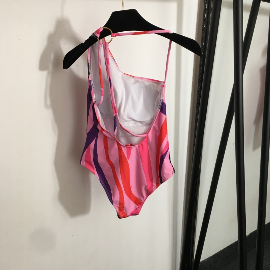 C24950 Style number 20252813 Pucc*. New model one-piece swimsuit with mixed-color prints and backless design, pink color, S-XL size. — image 4