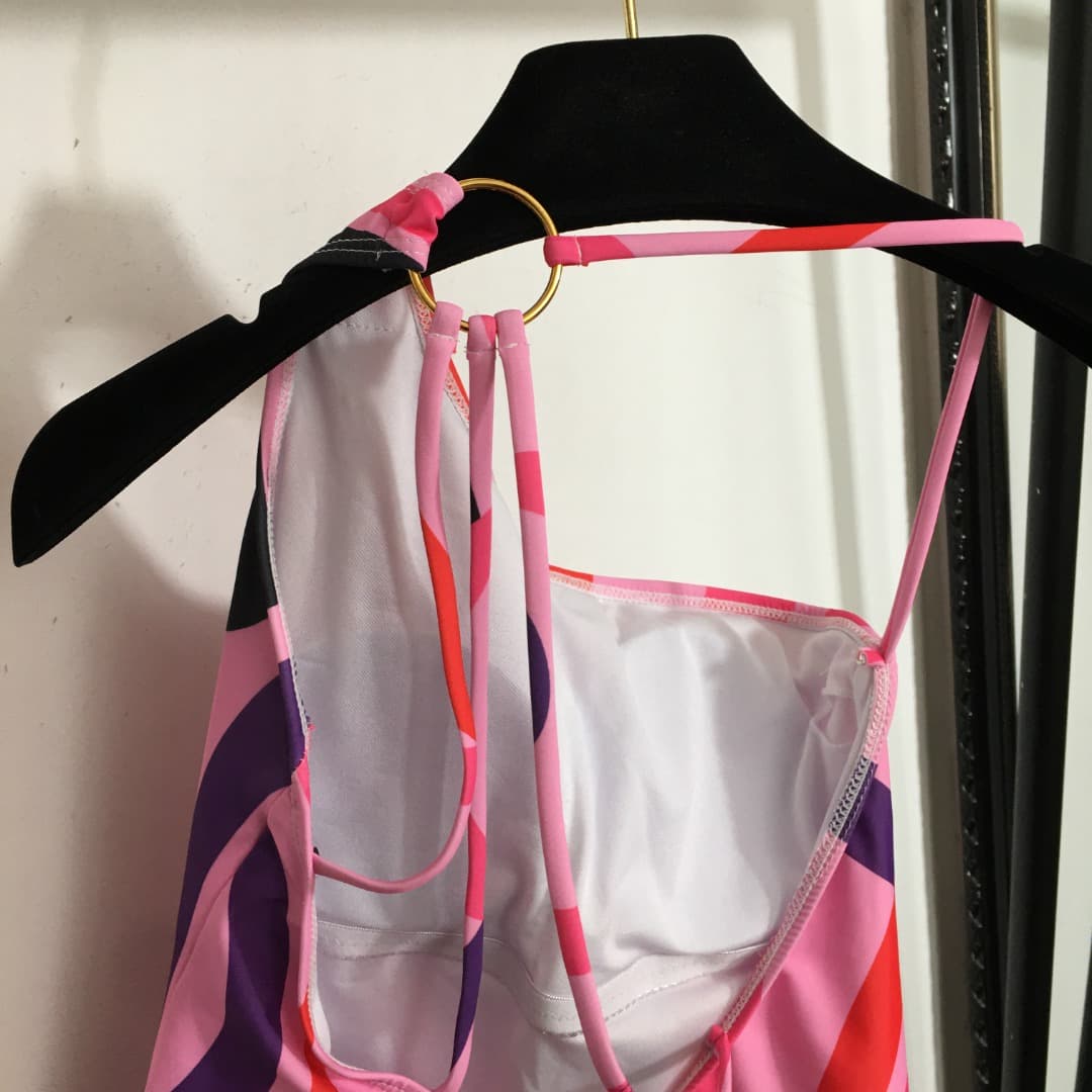 C24950 Style number 20252813 Pucc*. New model one-piece swimsuit with mixed-color prints and backless design, pink color, S-XL size. — image 5