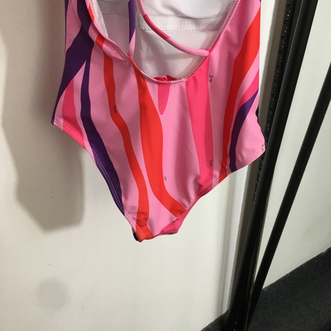 C24950 Style number 20252813 Pucc*. New model one-piece swimsuit with mixed-color prints and backless design, pink color, S-XL size. — image 6