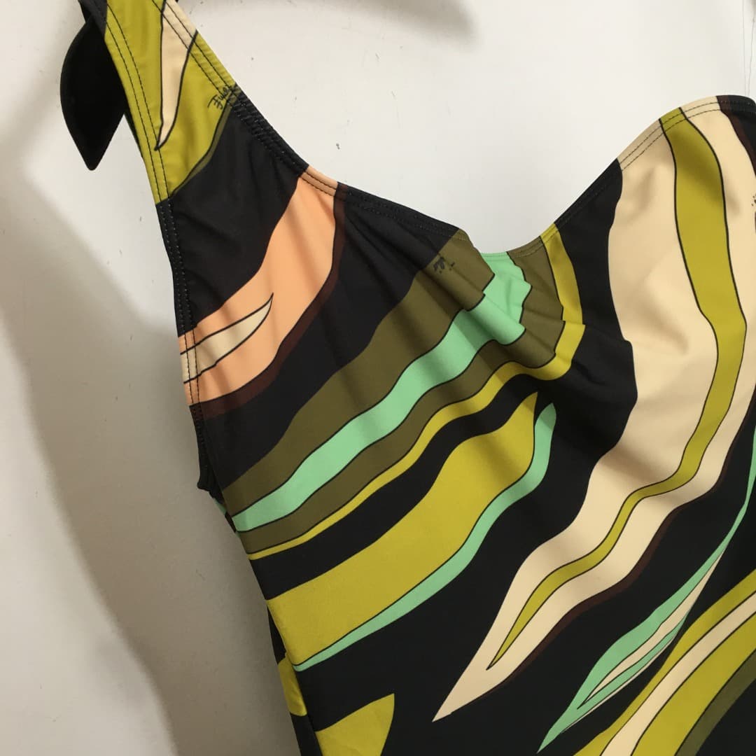 C24949 Style number 20253032 Pucc*. New model with mixed-color print and one-shoulder strap, one-piece swimsuit. Green color, sizes S-XL. 【XL size: bust size 88, length 72】 — image 4