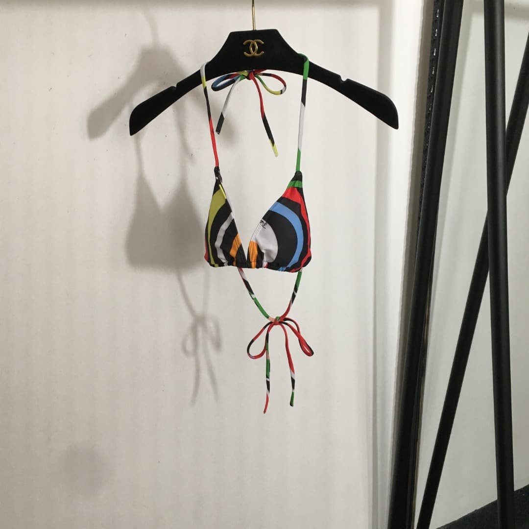 C24945 Product code: 20253617 Pucc*. New bikini set with rainbow print straps and triangle underwear. Colorful, sizes S-XL. — image 2