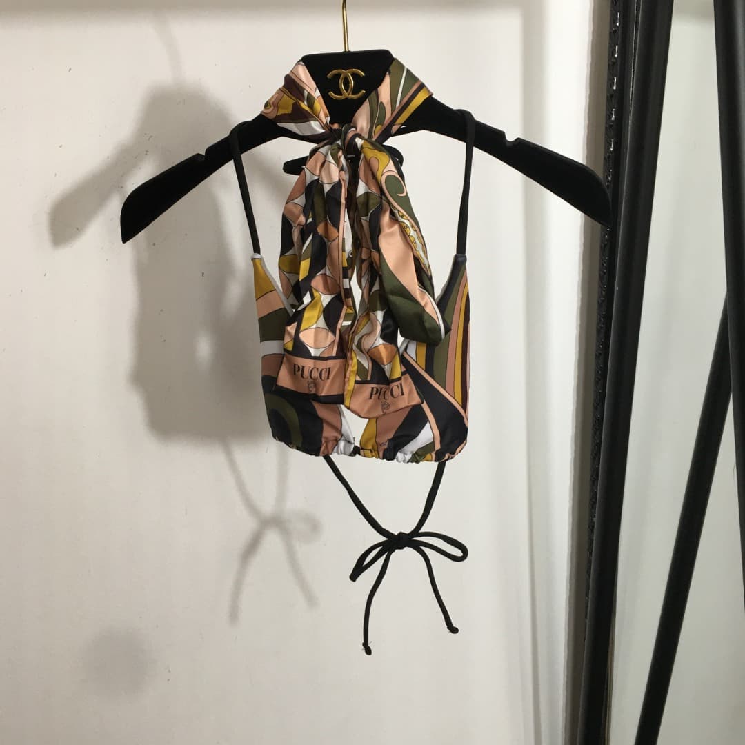 C24934 Style number 20253677 Pucc*. New bikini set with separate pieces: scarf belt underwear + triangle briefs. Brown color, S-XL size. — image 2