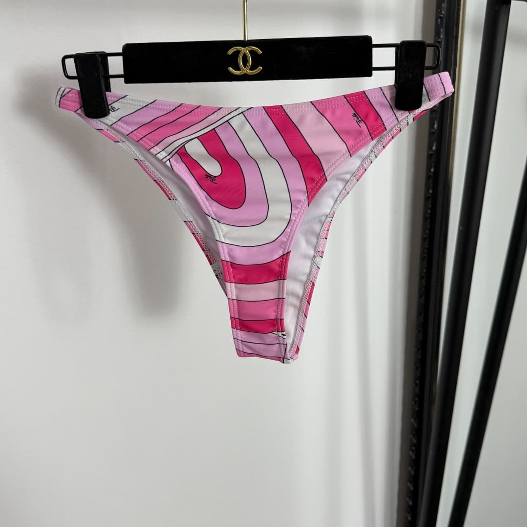 C24931 Item number: 20254907. Pucc*. New split-piece swimsuit set, multi-color print, chest pad, straps, vest + triangle underwear, pink, S-XL. [Weight: 0.130kg] — image 6