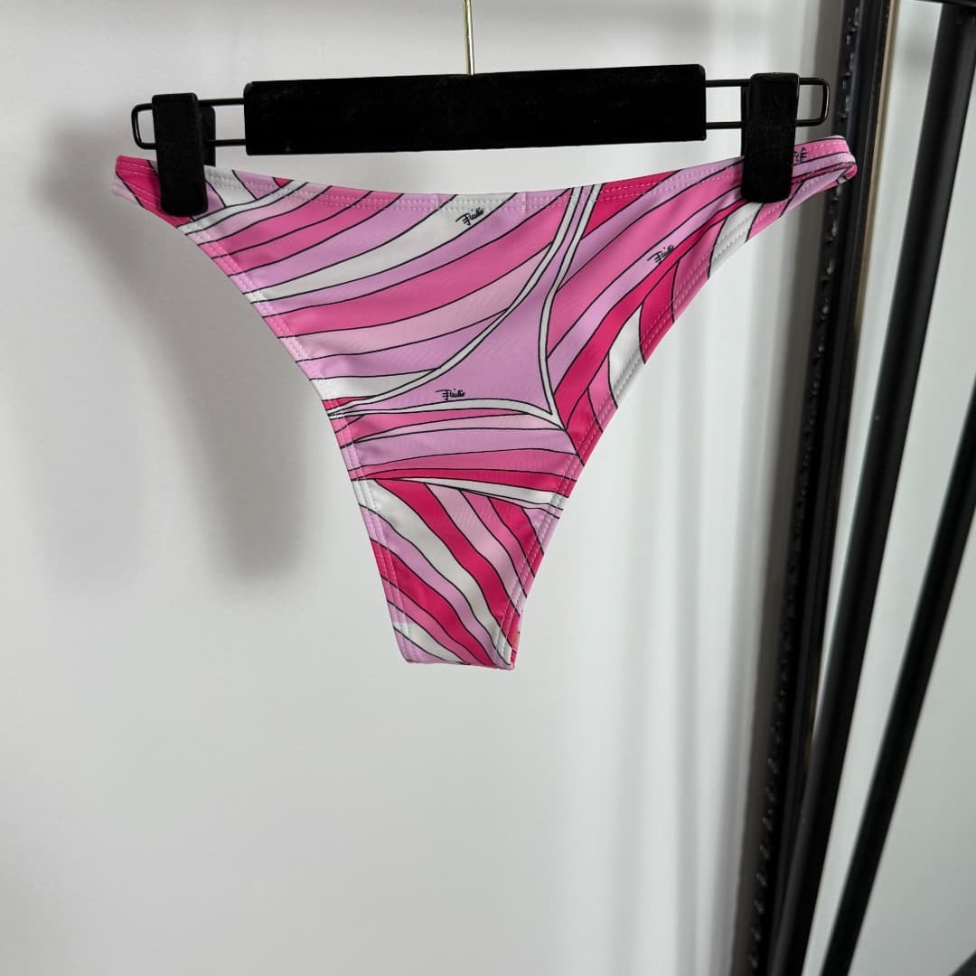 C24931 Item number: 20254907. Pucc*. New split-piece swimsuit set, multi-color print, chest pad, straps, vest + triangle underwear, pink, S-XL. [Weight: 0.130kg] — image 7