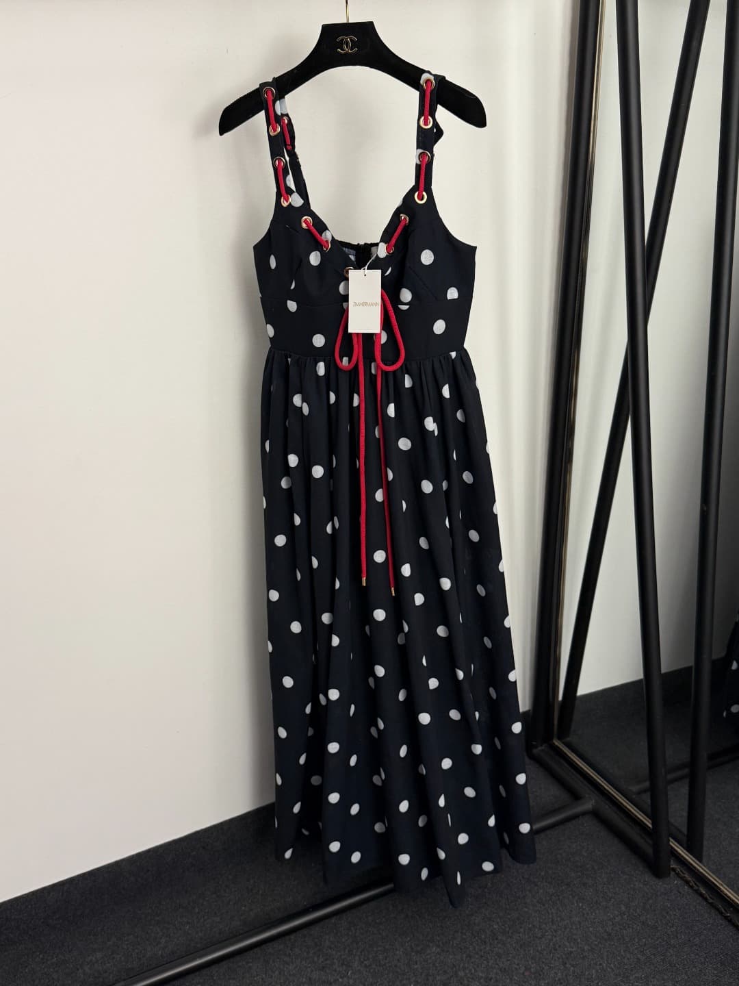 C18332 Item number: 20256733 Zimmermann* New model – resort-style dress with appliqué patterns and tie-like straps. Long dress, black color, sizes S-XL. [Size M: Elasticity at bust: 82; elasticity at waist: 70; length: 121; Weight: 0, 700kg] — image 1