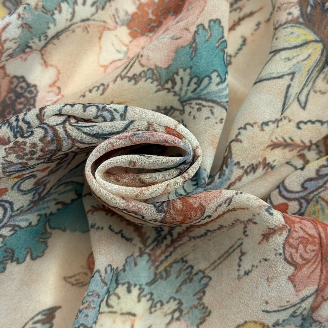 C18357 Style number 20259334 Zimmermann* Vintage/retro colored flower print, belt-lined waist-cinching collar long-sleeved shirt dress. Long dress with straps for lining, apricot color, S-XL sizes. [Size M: bust 94, length 105; bust 90, sleeve length 72,  — image 8