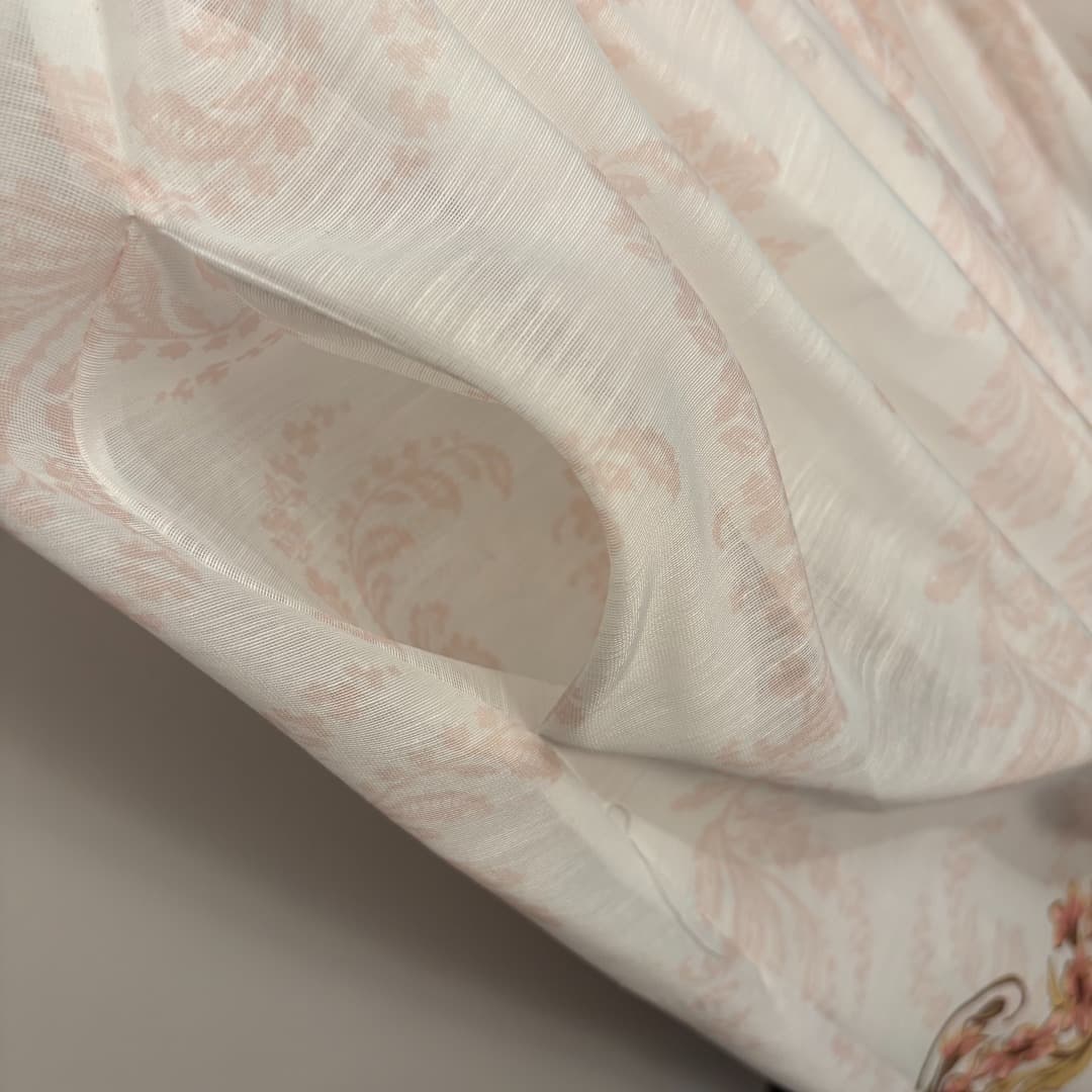 C18334 Size code 20263424 Zimmermann* Vintage/retro style, vacation-themed, vintage hem with floral patterns, floral print, belt, waist-cinching straps, dress. Long dress, white, black, S-XL. [M size: Elasticity at bust: 82; elasticity at waist: 74; lengt — image 5