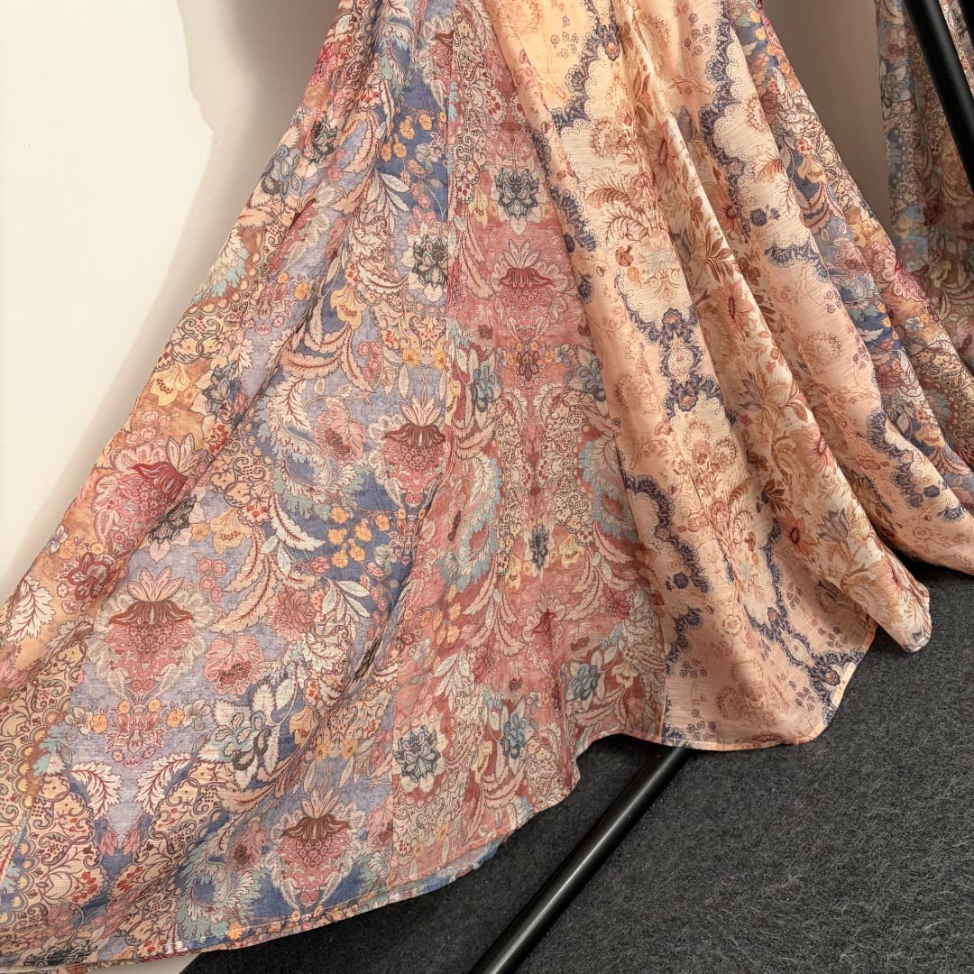 C18243 Style No. 20263427 Zimmermann* Vintage/retro new model: courtly French vintage print fake two-piece layered strapless dress, pink, S-XL. [Size M: bust 88, waist 82, length 147; weight: 0, 805kg] — image 4