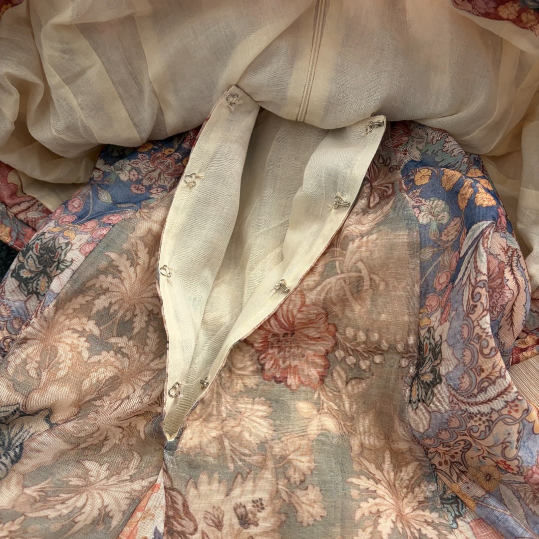 C18243 Style No. 20263427 Zimmermann* Vintage/retro new model: courtly French vintage print fake two-piece layered strapless dress, pink, S-XL. [Size M: bust 88, waist 82, length 147; weight: 0, 805kg] — image 7