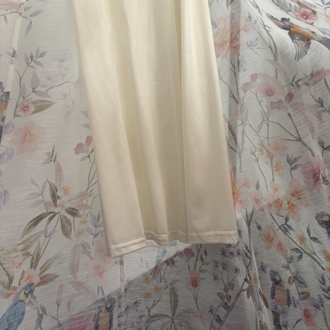 C18366 Item No. 20264276 Zimmermann* New model, with colored bird and flower patterns, tassels and beads, waist-cinching high collar short-sleeve dress. Long dress, with undergarments, in beige, pink, beige-yellow colors. S-XL sizes. [Size M: bust 84, len — image 7
