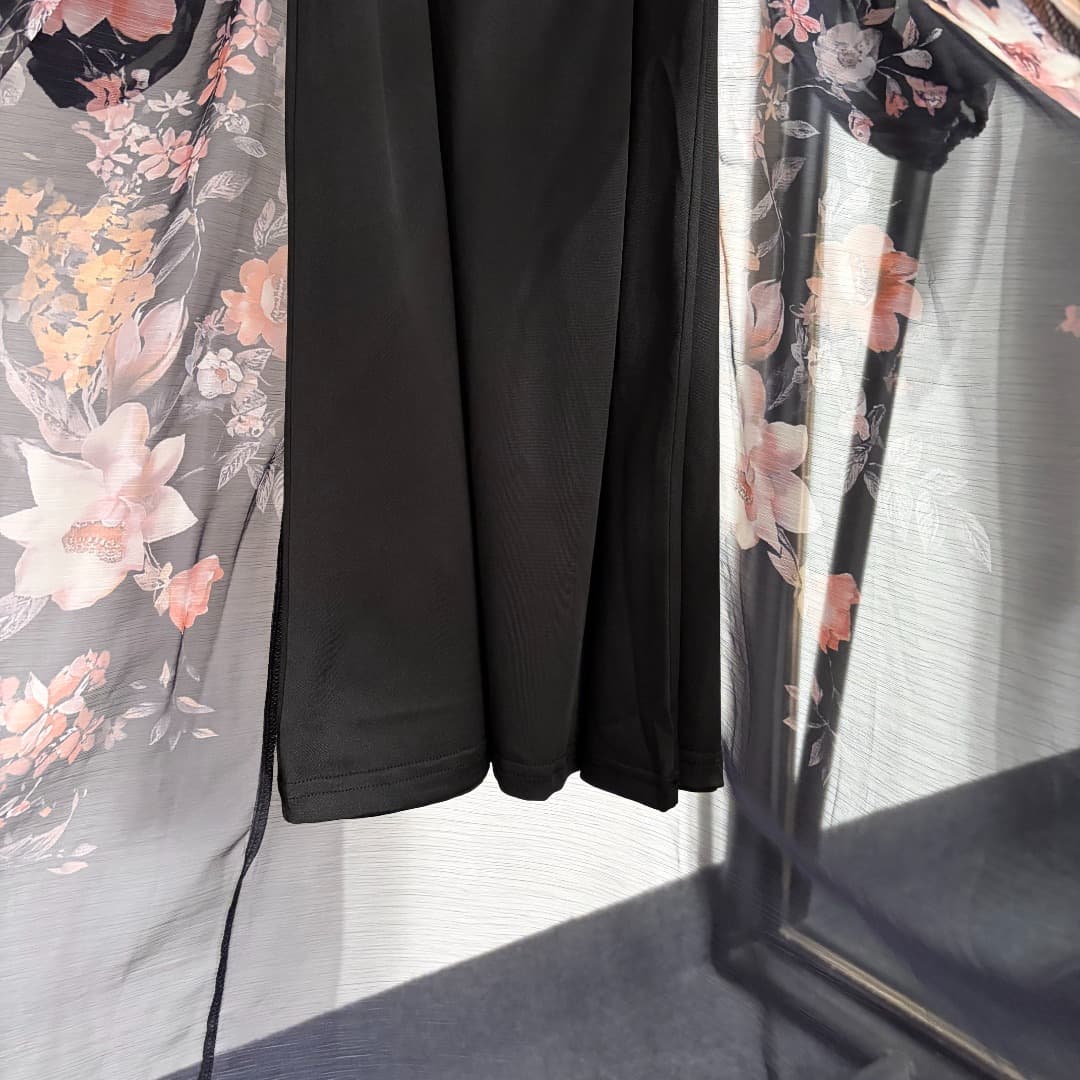 C18364 Style No. 20264277 Zimmermann* New model, elegant style, floral print, long waist dress with straps. Long dress, lined with straps, black color, S-XL sizes. [Size M: bust 86, length 90; bust 92, waist 70; elastic in the sleeves, sleeve length 75, o — image 8