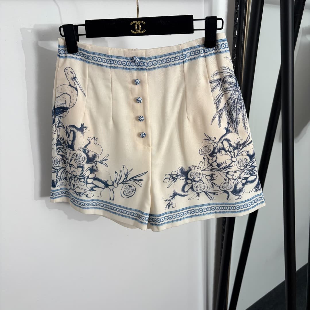 C18280 Item number: 20264257 Zimmermann* New linen set, pomegranate-patterned lantern long-sleeved shirt + high-waisted shorts, beige color, S-XL sizes. [For size M: bust circumference 126, sleeve length 74, overall length 67; waist circumference 68 with  — image 5