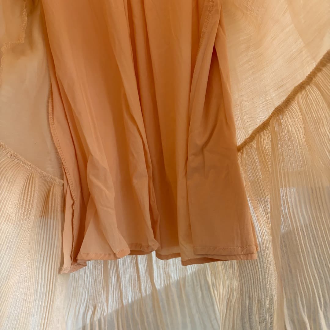 C18349 Style number 20264426 Zimmermann* New design: ruffled, bowed, cinched waist, strapless dress. Cake-length dress, apricot color, red, S-XL sizes. [Size M: Elasticity of bust: 80; Elasticity of waist: 70; Length: 110; Weight: 0, 515kg] — image 8