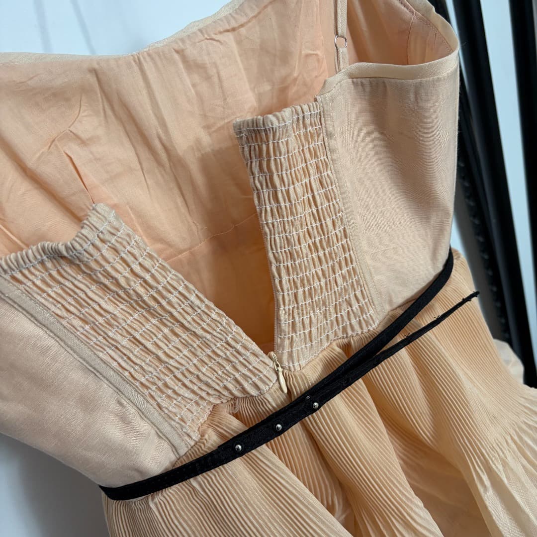 C18349 Style number 20264426 Zimmermann* New design: ruffled, bowed, cinched waist, strapless dress. Cake-length dress, apricot color, red, S-XL sizes. [Size M: Elasticity of bust: 80; Elasticity of waist: 70; Length: 110; Weight: 0, 515kg] — image 7
