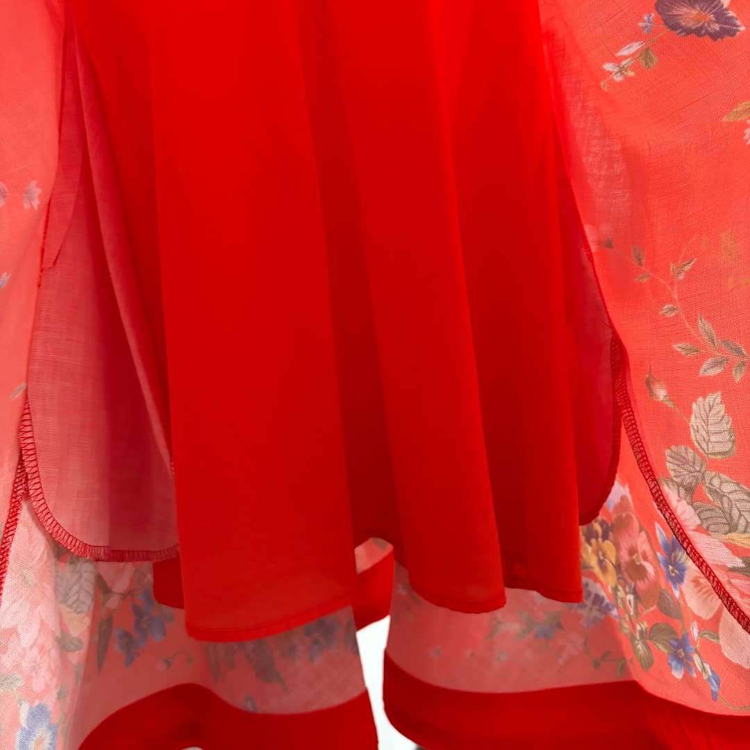C18352 Item number: 20264403 Zimmermann* New model, colored flower print, elegant V-neck with straps dress. Short skirt, red color, S-XL sizes. [Size M: Waist 82 with elastic, waistline 72 with elastic, length 85; Weight: 0, 490kg] — image 8