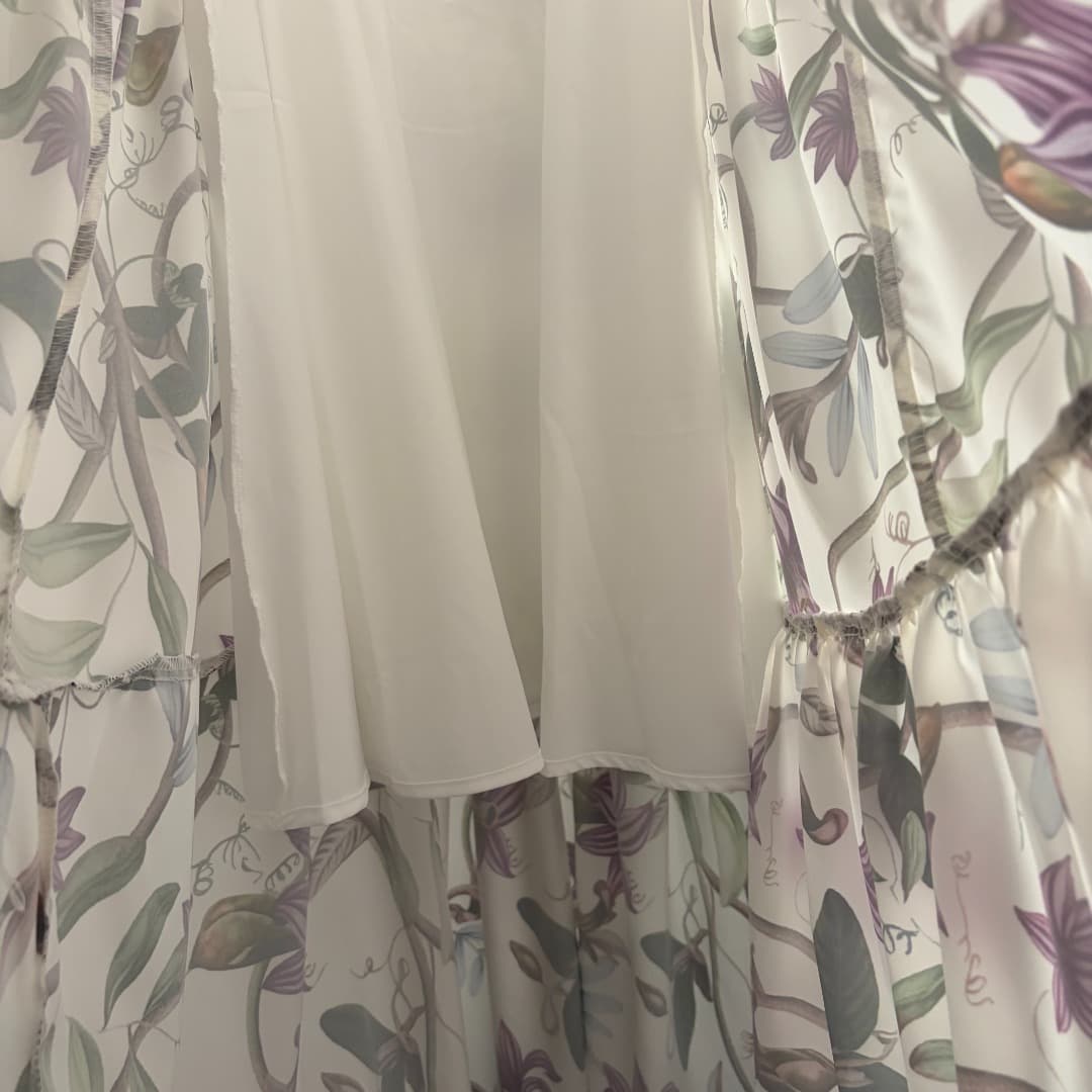 C18347 Item number: 20264505 Zimmermann* New model – purple floral print wrap dress. Long dress, beige color, sizes S-XL. [Size M: bust length 84, waist length 74, skirt length 131; Weight: 0, 505kg] — image 8