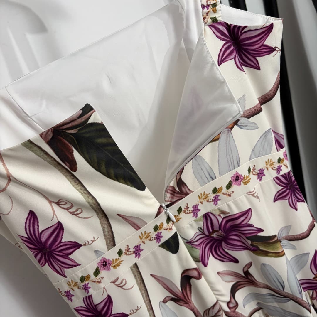 C18347 Item number: 20264505 Zimmermann* New model – purple floral print wrap dress. Long dress, beige color, sizes S-XL. [Size M: bust length 84, waist length 74, skirt length 131; Weight: 0, 505kg] — image 7