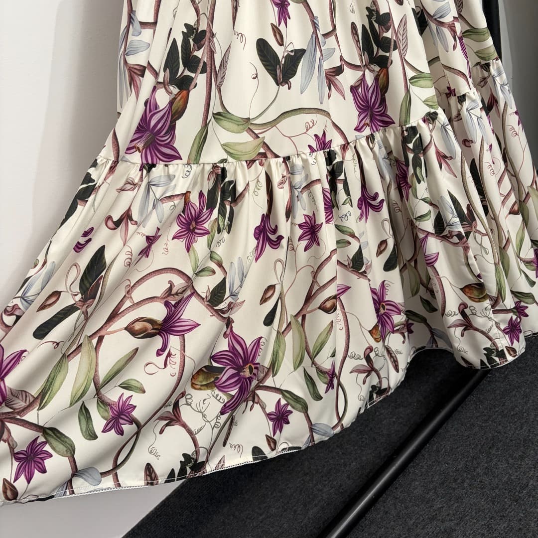 C18347 Item number: 20264505 Zimmermann* New model – purple floral print wrap dress. Long dress, beige color, sizes S-XL. [Size M: bust length 84, waist length 74, skirt length 131; Weight: 0, 505kg] — image 5