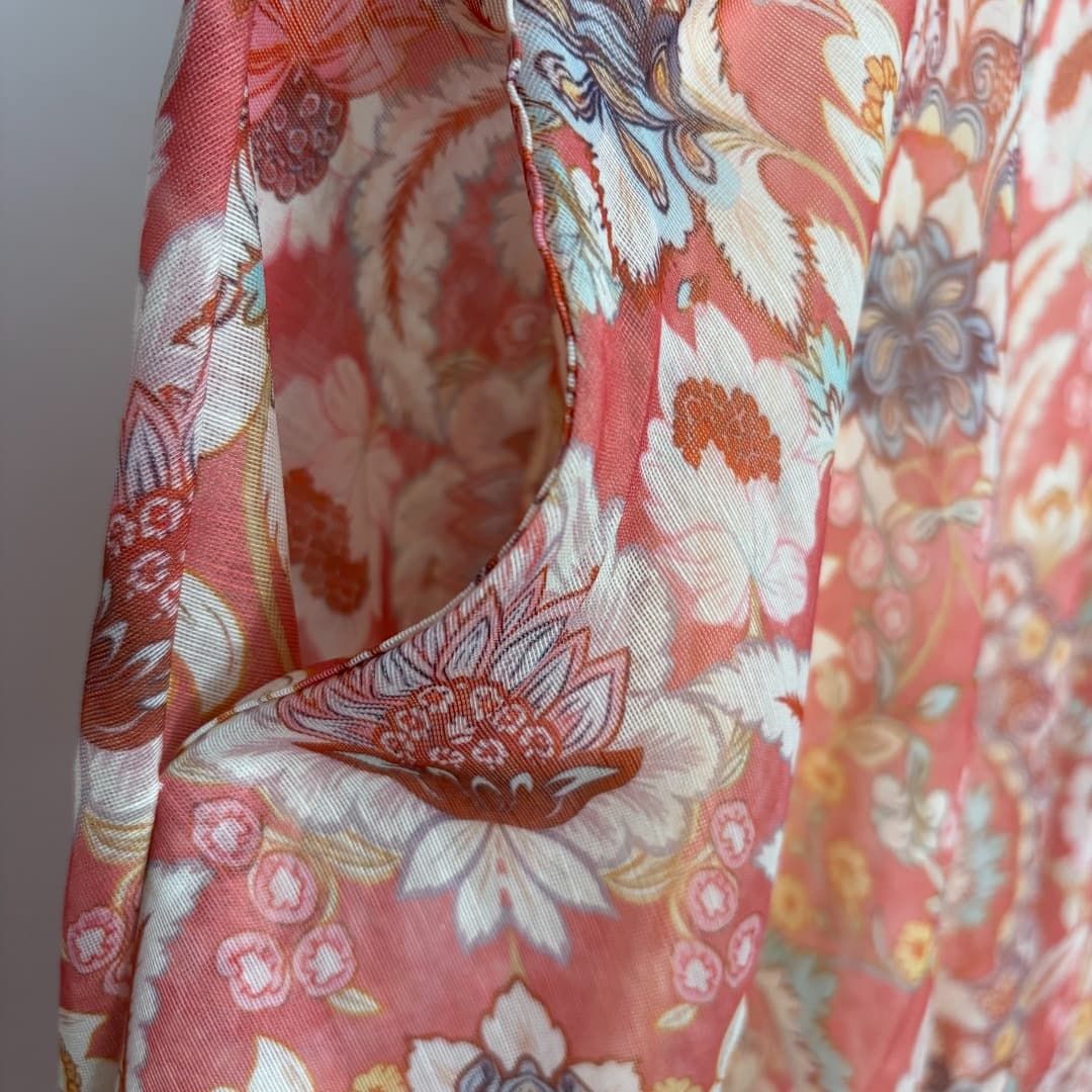 C18330 Style number 20264567 Zimmermann* Vintage/retro pattern print long-sleeved shirt + high-waist skirt, with strappy lining, in red and apricot colors, S-XL sizes. [Size M: bust 82, length 49; shoulder width 41, bust 106, sleeve length 61, skirt lengt — image 6