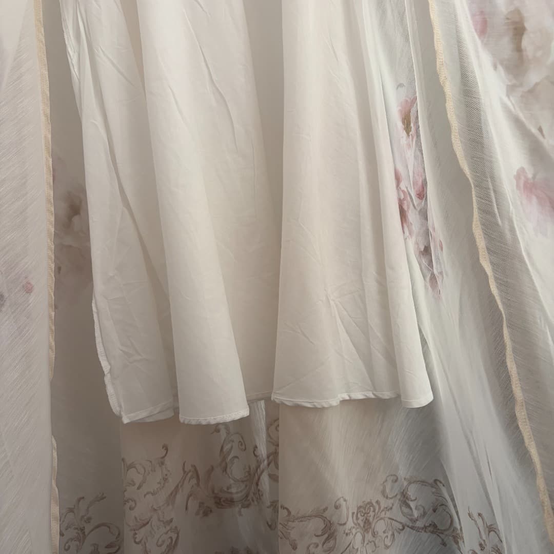 C18339 Style number 20264569 Zimmermann* New set: long-sleeved top with floral print and high-waisted skirt, lined with straps. Color: apricot. S-XL sizes available. [Size M: Chest circumference 76, Length 46; Chest circumference 96, Sleeve length 69, Len — image 8