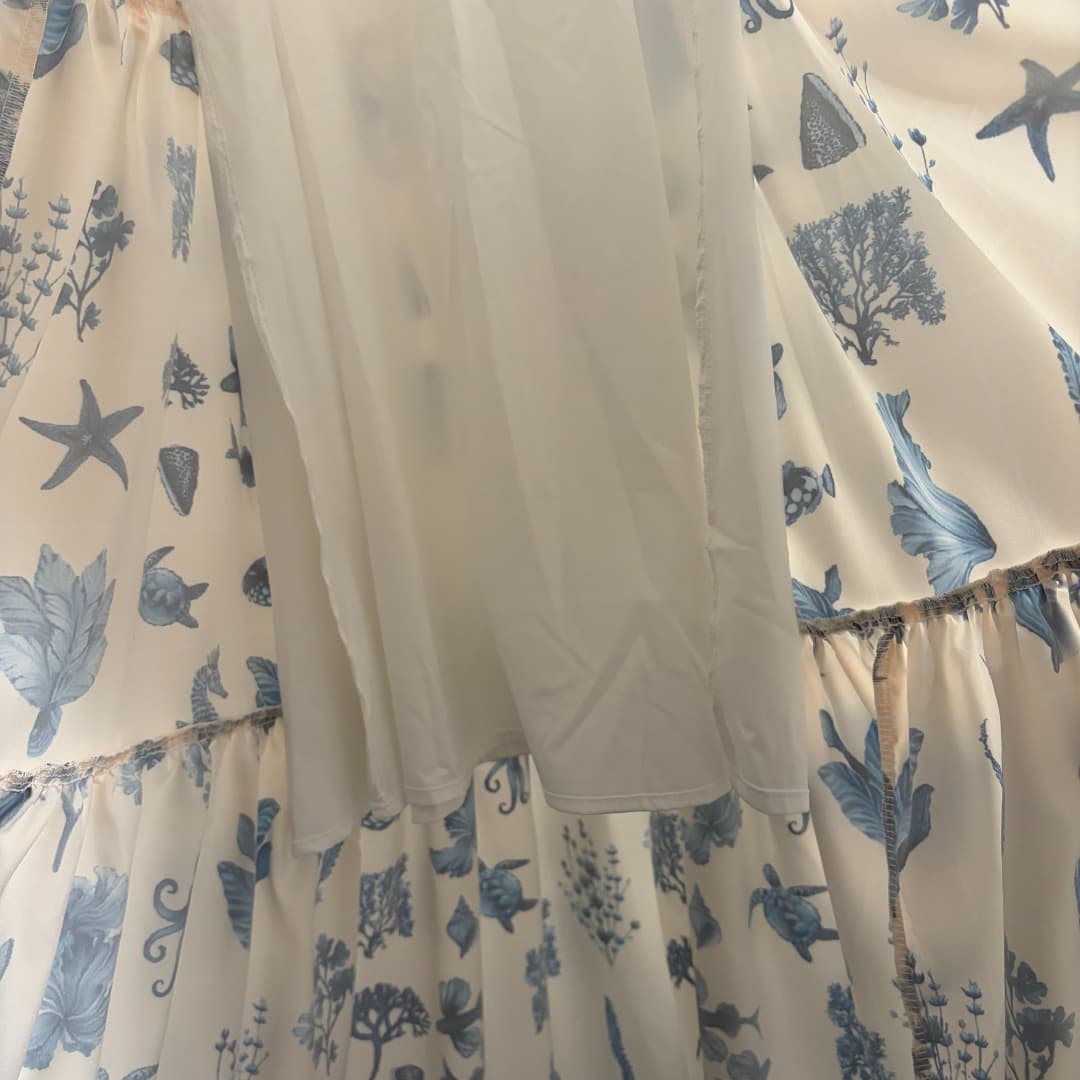 C18338 Style number 20264576 Zimmermann* New model – turtle, fish, marine creature pattern dress with suspenders. Long dress, beige color, sizes S-XXL. [Size M: bust 84, waist 74, length 131; weight: 0, 505kg] — image 8