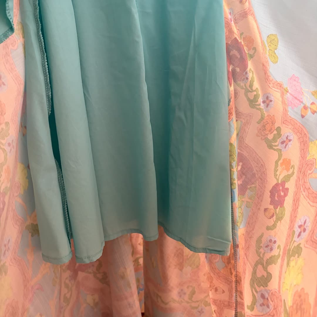 C18327 Item number: 20264614 Zimmermann* Vintage/retro floral print bowed skirt dress. Long dress, lake blue color, S-XL sizes. [Size M: Elasticity at bust: 84; elasticity at waist: 82; length: 132; weight: 0, 835kg] — image 8
