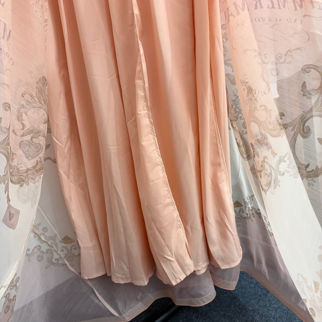 C18326 Item number 20264606 Zimmermann* Vintage/retro elegant print irregular喇叭 long-sleeved dress. Long dress, pink, S-XL. [L size: bust 124, sleeve length 77, overall length 136; weight: 0, 465kg] — image 8