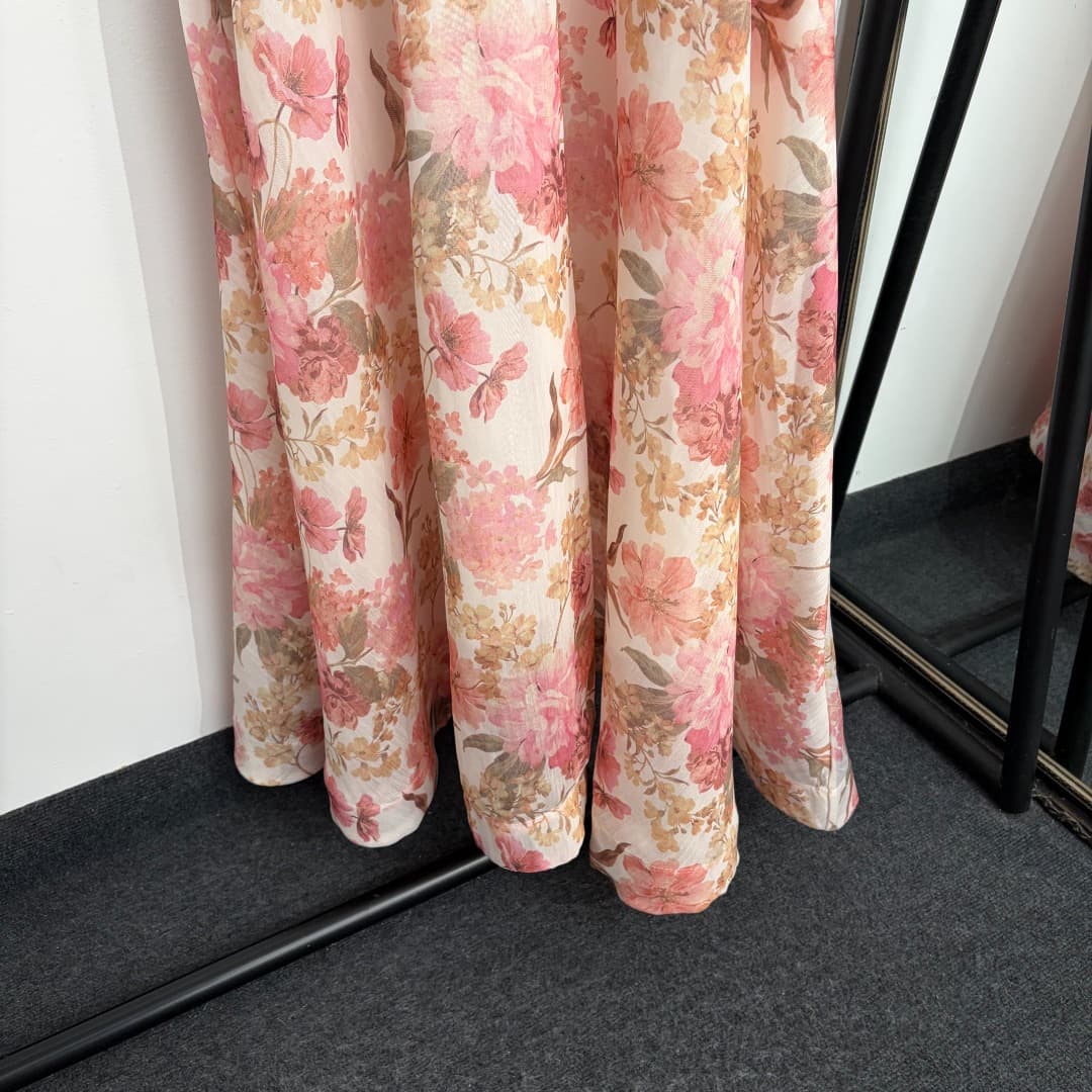 C18227 Item number: 20264615 Zimmermann* New model, elegant style, vacation-themed, boning and strapless dress. Long dress, with a belt, pink, yellow colors, S-XL sizes. [Size M: Elasticity of bust: 82; Elasticity of waist: 72; Length: 120; Weight: 0, 530 — image 3