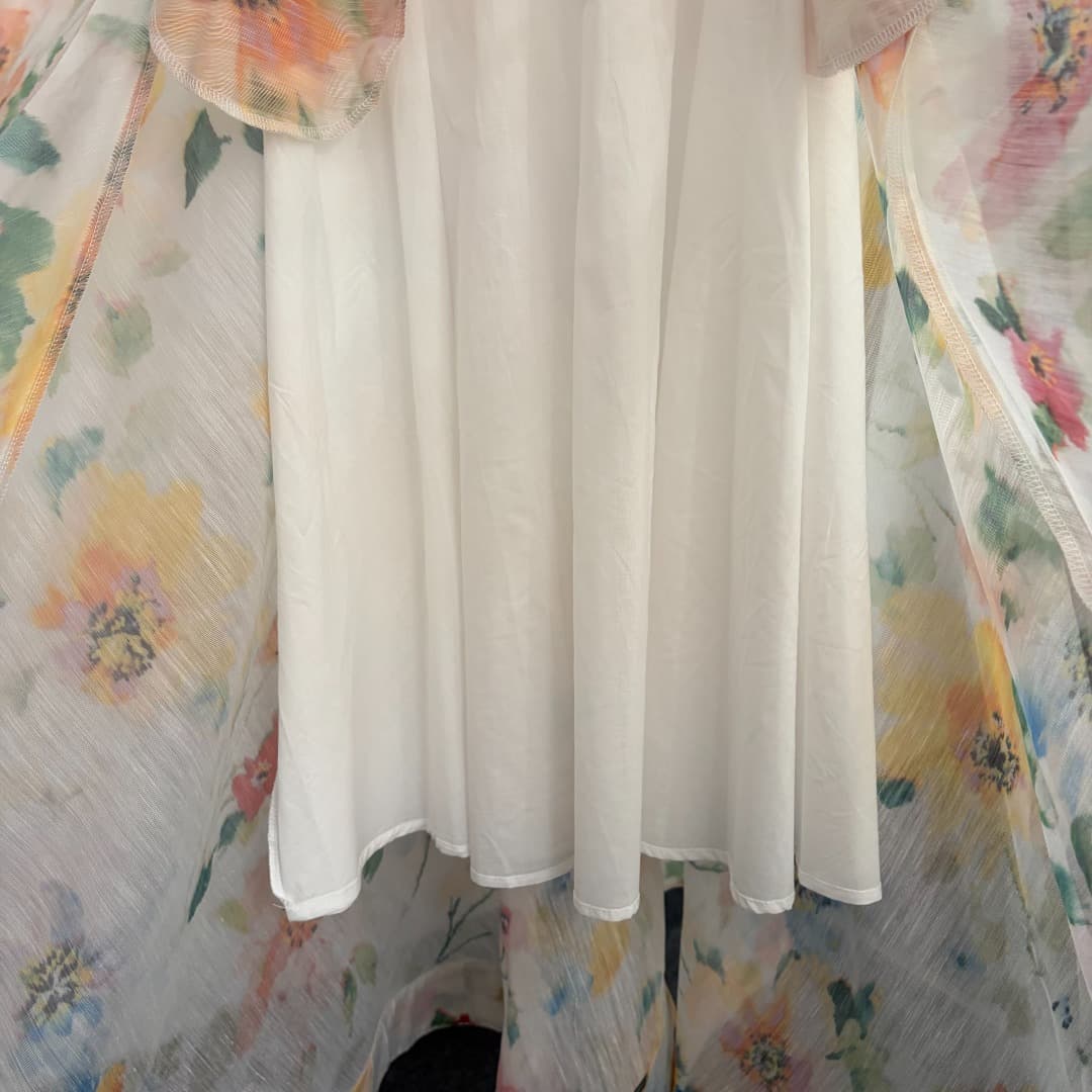 C18322 Style number 20264684 Zimmermann* New model: colored blush floral print, belt-shaped waistline with beads and halter dress. Long dress, white or black, sizes S-XL. [Size M: Elasticity of bust: 82; Elasticity of waist: 72; Length: 118; Weight: 0, 52 — image 8